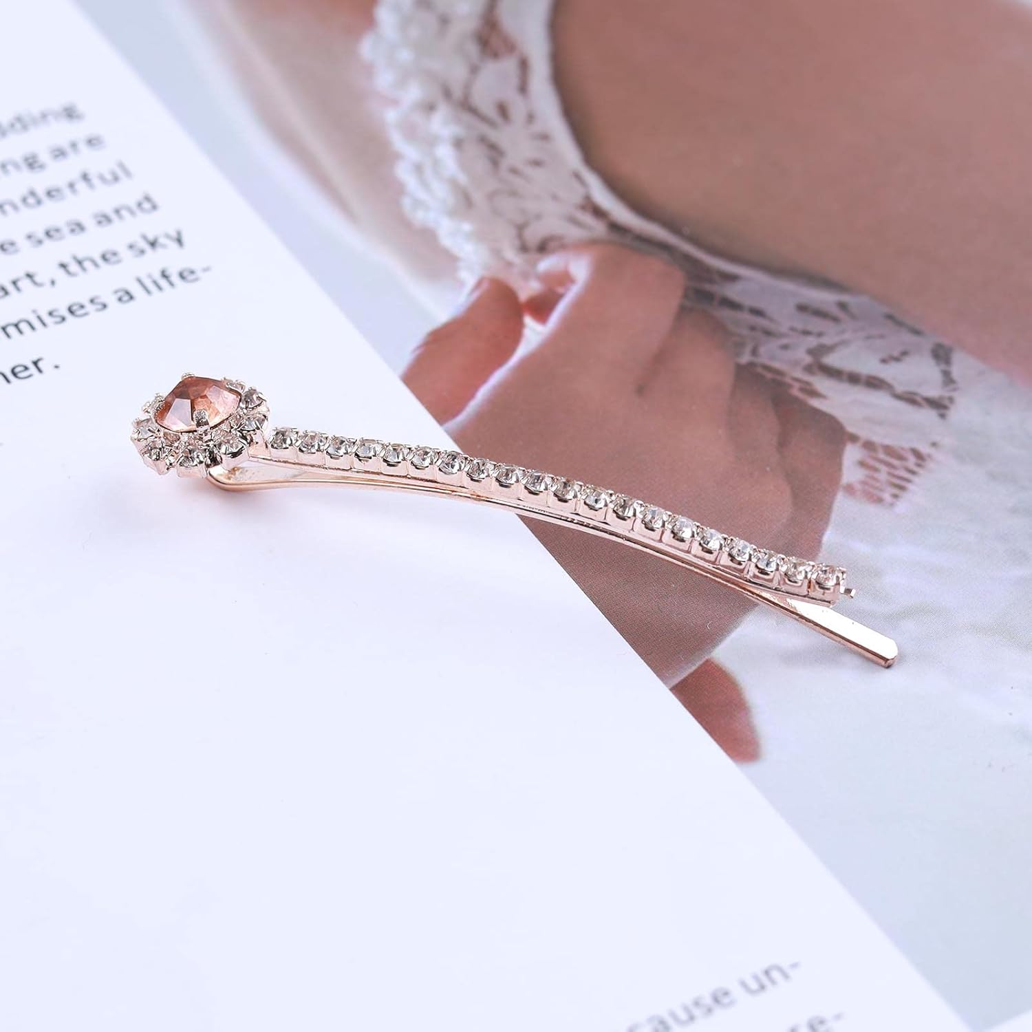 Wendalern Hair Clips for Women Bling Crystal Duck Beak Clip Non-Slip Hair Clip for Thick Thin Hair Sparkling Gemstone Wedding Bridal Hair Pin Accessories for Styling Section