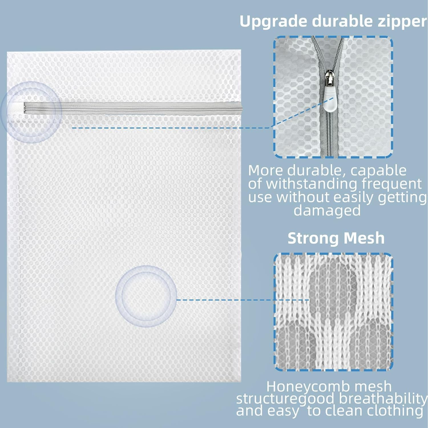 3Pcs Mesh Laundry Bags for Delicates, Durable and Gentle Lingerie Bags for Washing Delicates, Reusable Wash Bag Travel Organization Bag, 3 Sizes(1 Large, 1 Medium, 1 Small) image number 1