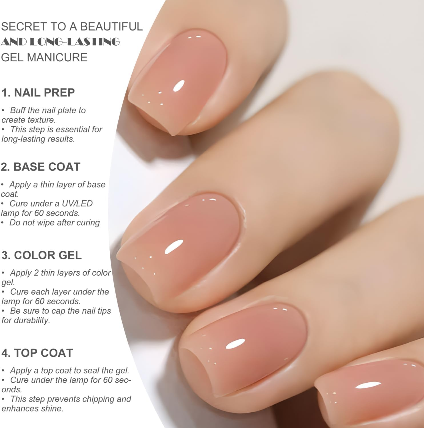 Vishine 16Ml Sheer Blush Peach Pink Jelly Gel Polish Translucent Nude Crystal UV Gel for DIY Nail Art Manicure Soak-Off Soft Peachy Pink Shade E036 - E032 - Neutral Nude image number 4