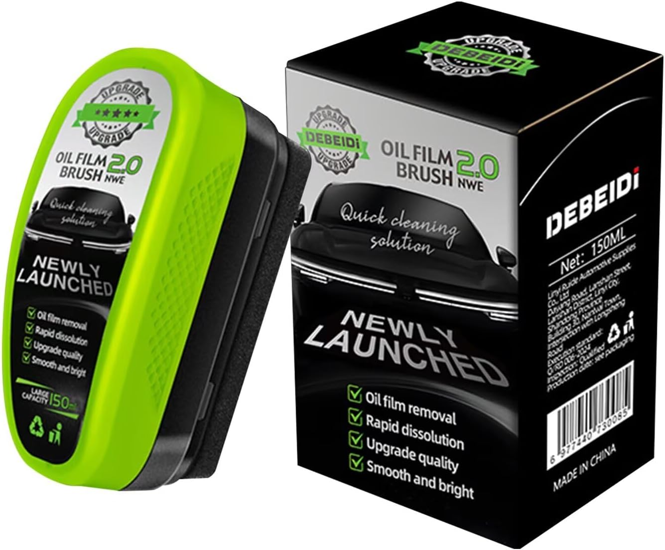 LEZOOY 1 Pack Car Oil Film Cleaning Brush Powerful Glass Cleaner Removes Dirt Improves Visibility and Clarity Prevents Mirrors from Fogging Reusable Green