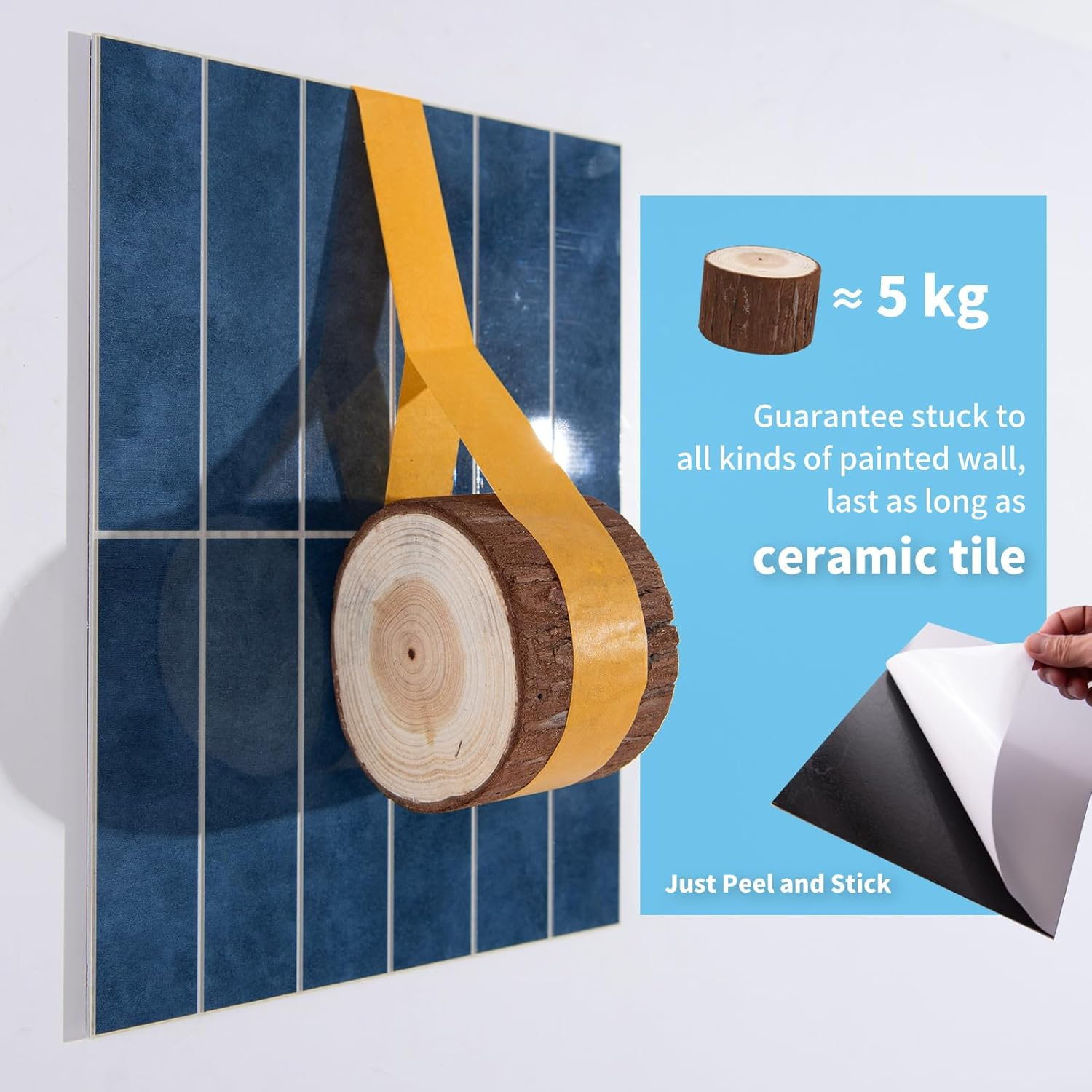 Art3D 10-Sheet Faux Marble Peel and Stick Backsplash Tile for Kitchen Wall Bathroom Countertops, 29X23 CM Stick-On Glazed-Ceramic Finish Resist to Water, Heat and Scratches, Blue image number 7