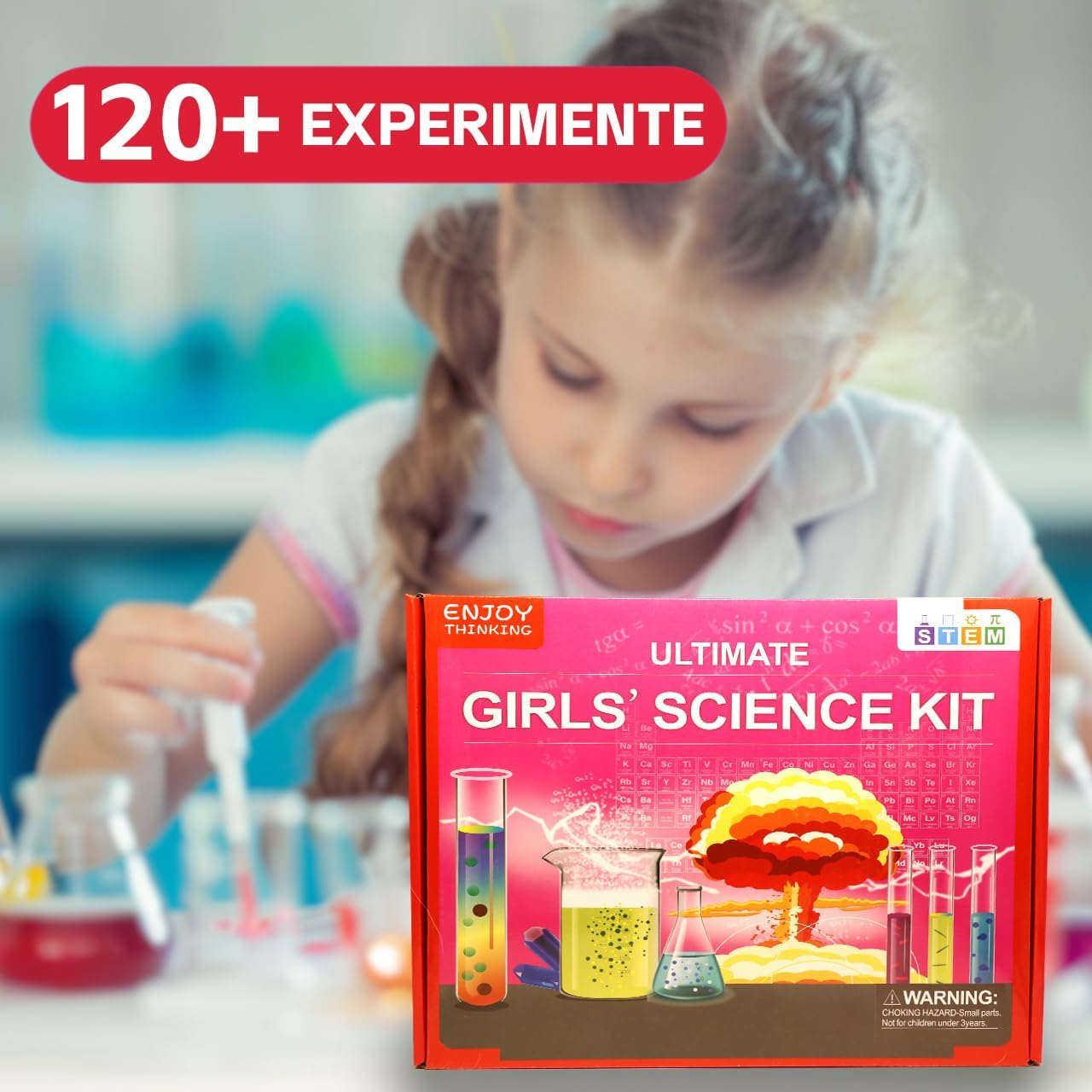 135+ Experiments Girls' Science Kit - STEM Learning Toy with Glow-In-The-Dark, Crystal Creation, Colour Changing, and Explosive Experiments for Kids image number 1