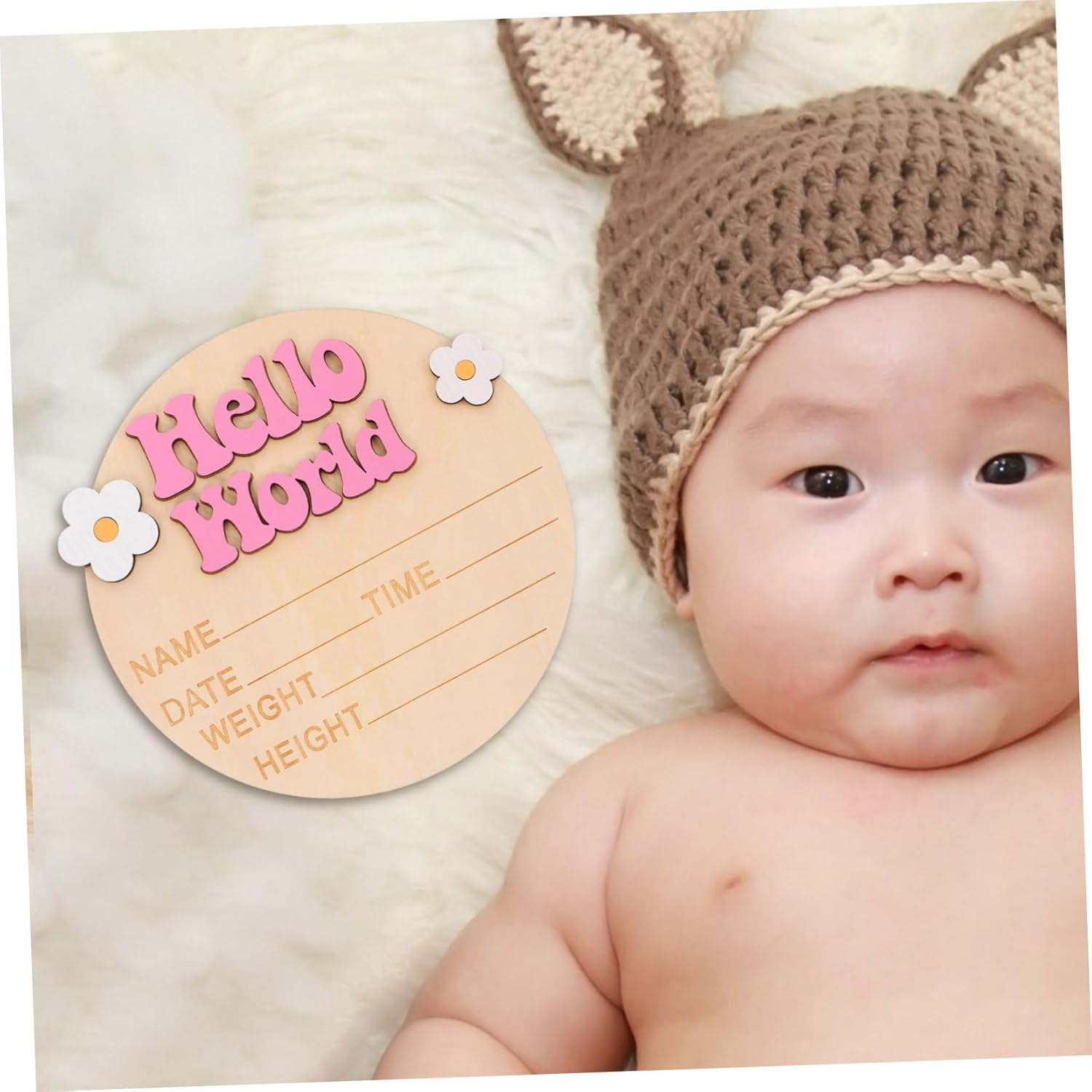 Yardwe Welcome Sign Milestone Announcement Board for Newborn Nursery Decor Name Plaque for Showers Parties Celebrating Growth - Multi image number 2