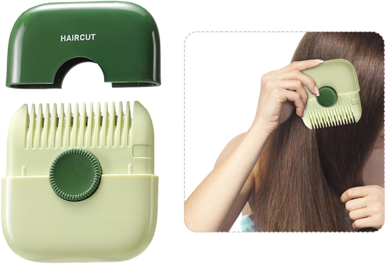 Koolsoo Hair Cutting Comb Mini Hair Trimmer, 2 in 1 Thinning Hair Haircut Tool, Professional Hair Cutting Trimmer Hair Razor Comb,Travel Size Portable, Green - Pink image number 4
