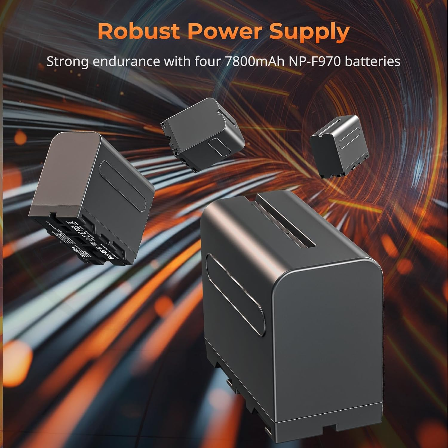 Smallrig NP-F970 4-Channel Camera Battery Charger, with PD100W Fast Charging, OLED Display, Compact NP-F Battery Charger for Sony NP-F970, NP-F750, NP-F550, NP-F570, Orange - 4837 image number 1