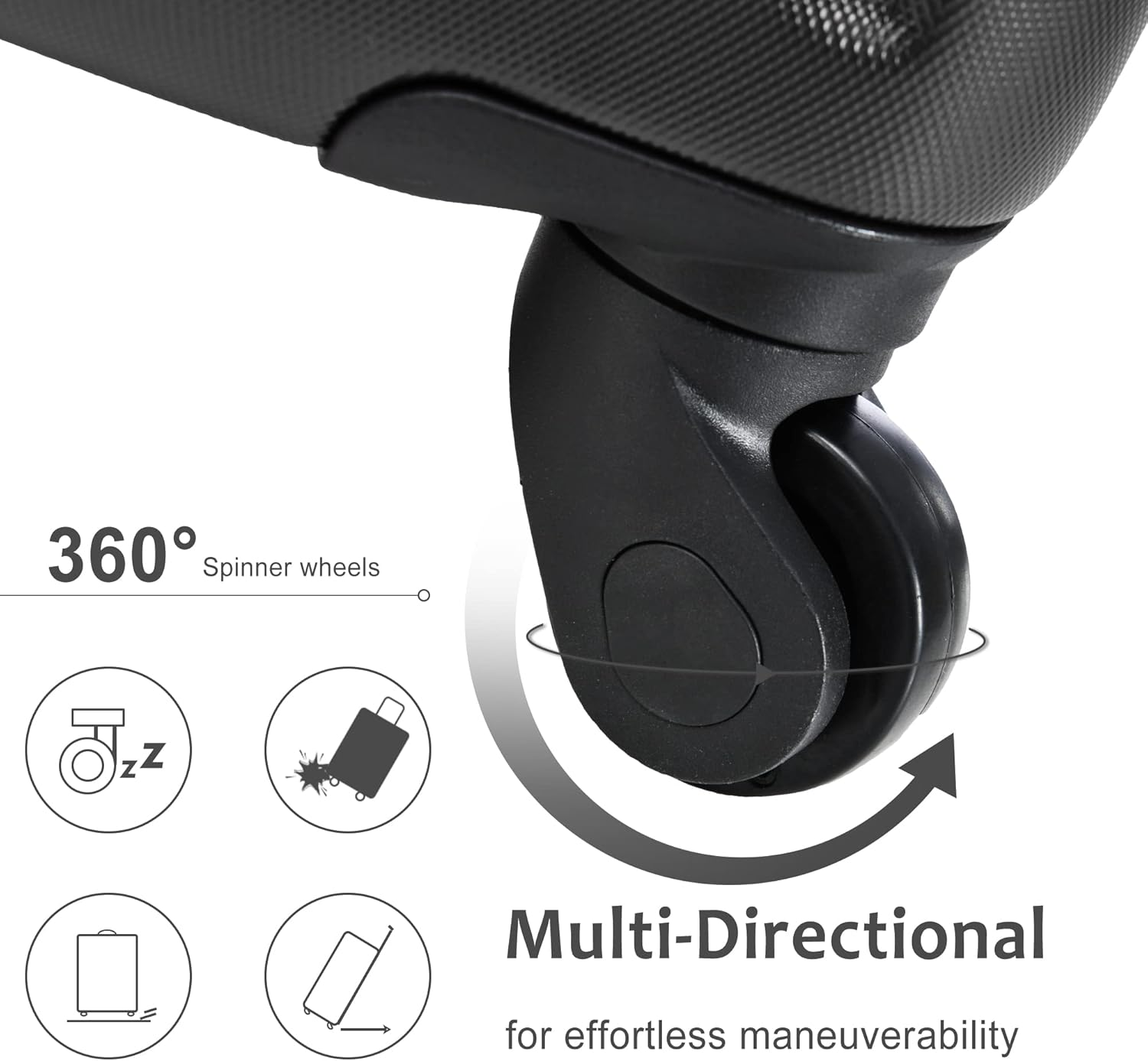 3 Piece ABS Luggage Travel Sets with Spinner Wheels 24'' and 28'' Expandable Suitcase TSA Approved Lock 3-Level Telescopic Handle Corner Protection Shield Black as Shown One Size, Black As image number 6