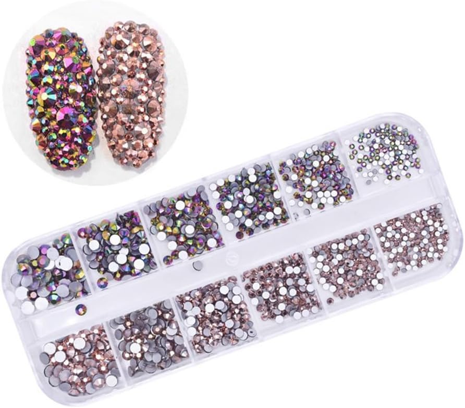 NEW Deluxe Flatback Nail Art Rhinestones Clear AB Mix Gem Designs Tips