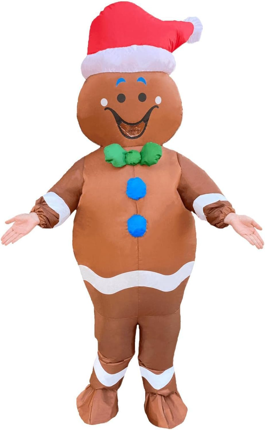 Tangcii Inflatable Christmas Gingerbread Man Costume Adult Blow up Halloween Funny Suit Blowup Costumes for Adults Mens Holiday Cosplay Fancy Dress Brown image number 2