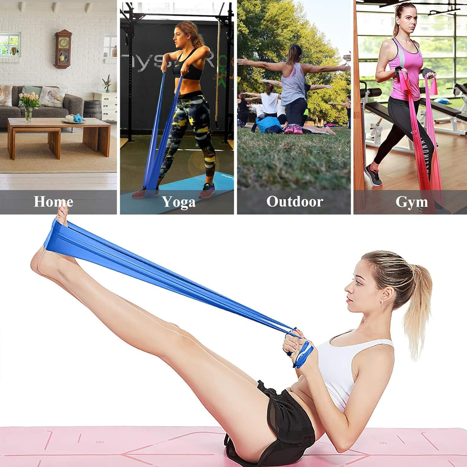 Resistance Bands Set, 3 Pack Exercise Bands, Physical Therapy Bands for Strength Training, 150CM. Long Stretch Bands for PT, Yoga, Pilates, Rehab, At-Home or the Gym Workouts image number 1