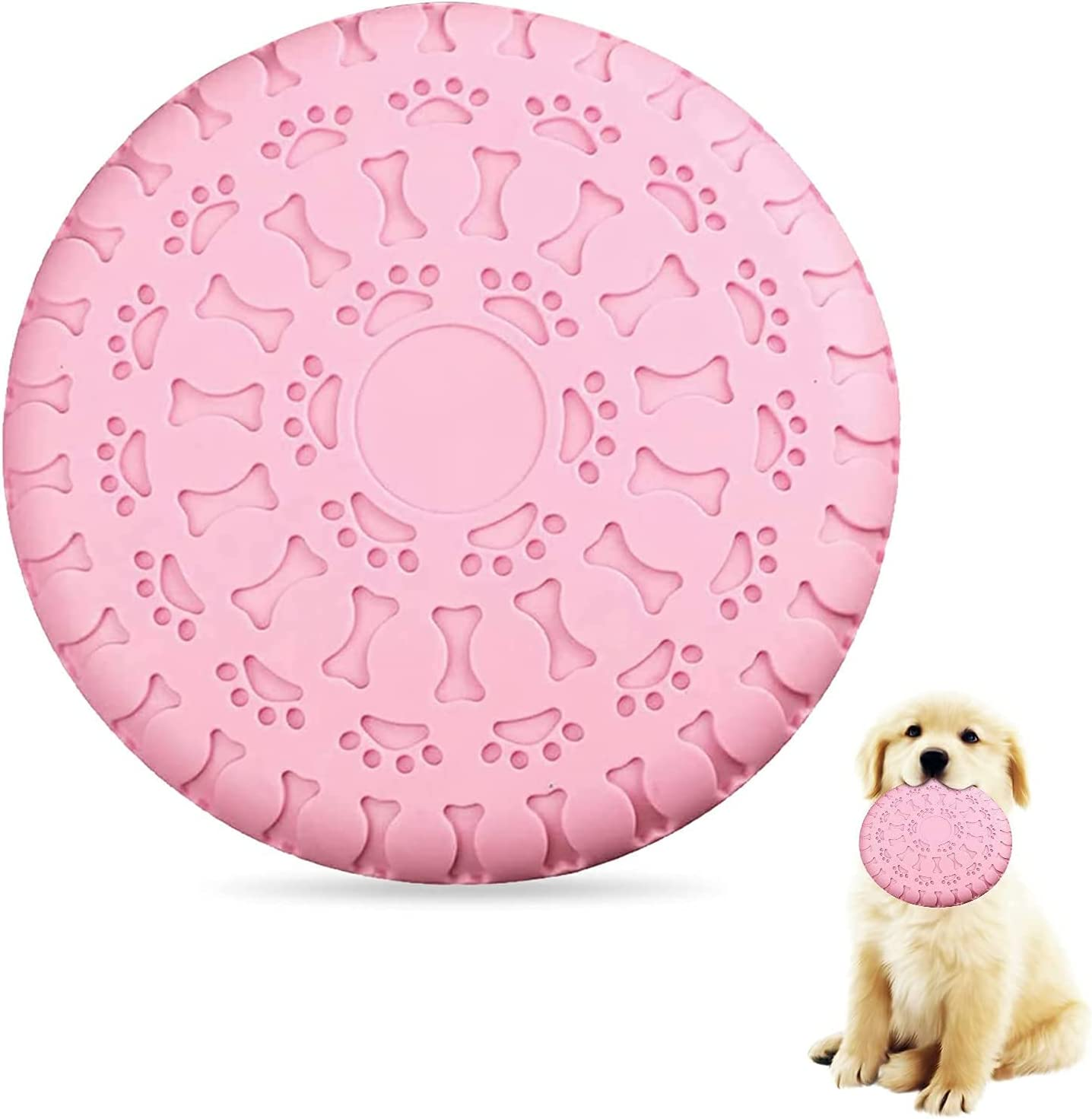 Flying Disc Dog Fetch Toy, Dog Flying Disc Rubber Catcher Toy, Large Dog Toys, Dog Flying Disc Toy, Pet Training Interactive Toy, Floating Water Dog Toy,Flying Disc Durable Dog Toys for Pet, Pink image number 5