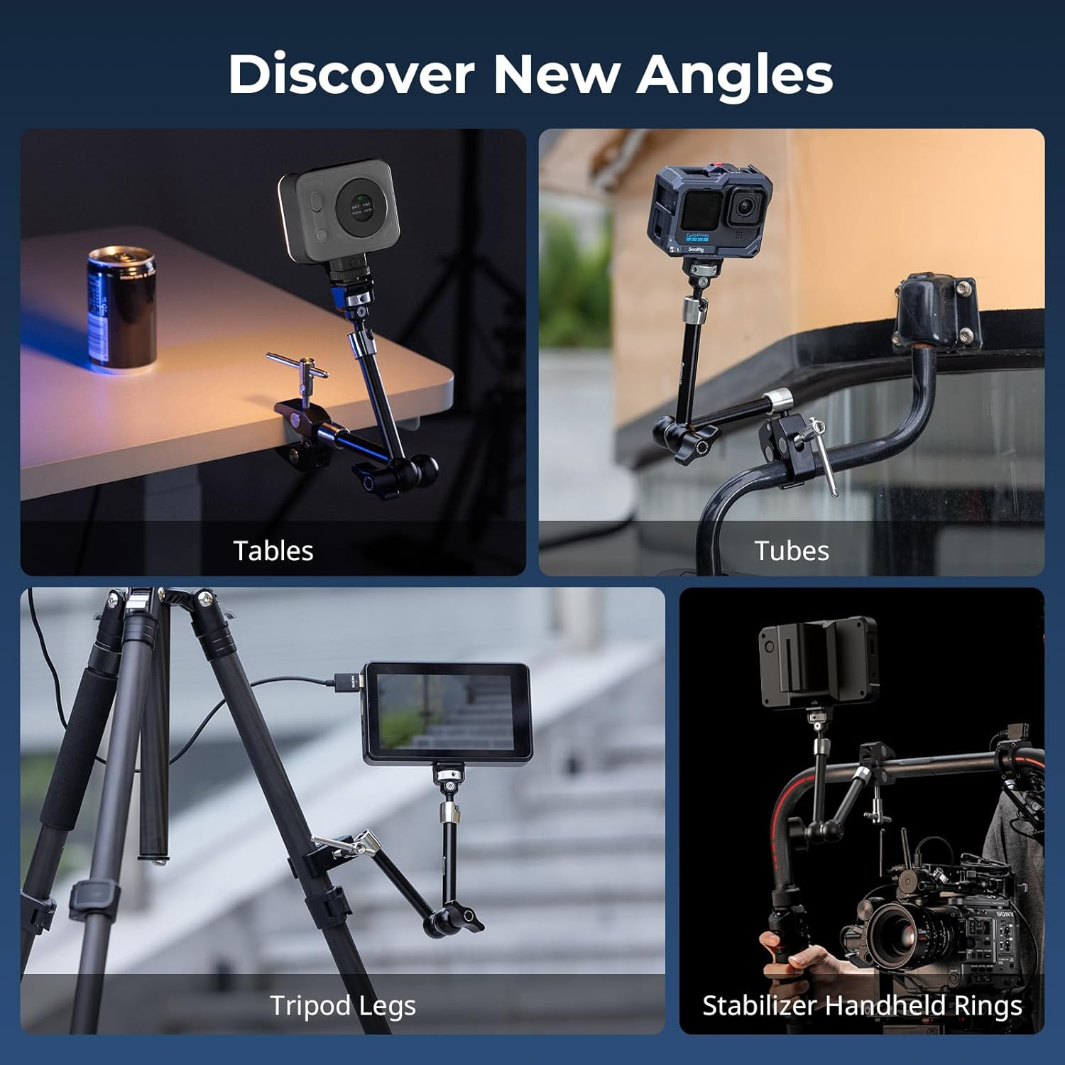 SMALLRIG 11 Inch Magic Arm with Crab-Shaped Clamp, Arm with 1/4"-20 Screw and Retractable Pins, for Action Cameras, Monitors, Video Lights, and Microphones - 5311 image number 6