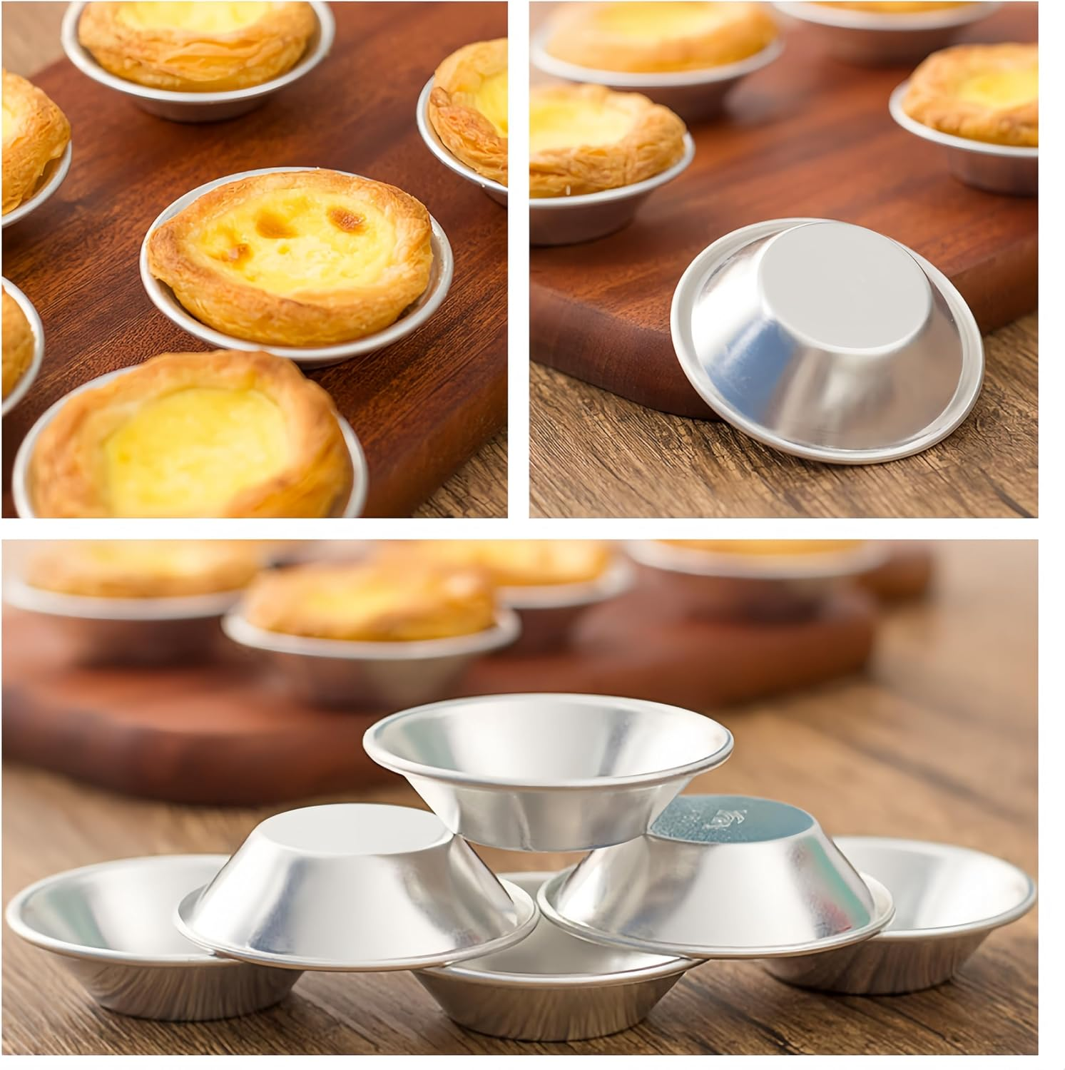 Ai-Oumleef 30 Pack Egg Tart Mold, Mini Pie Muffin Cupcake Pans Egg Tart Bakeware Non-Stick Baking Cups for Air Fryer, Pudding Mould DIY Tools(Aluminium) image number 1