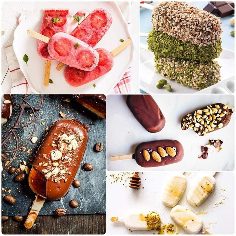 Maedery Ice Cream Mold Popsicle Mold 2 Pieces,Silicone Simple Ice Cream Mold Cake Mold Homemade Popsicle, with 100 Pcs Wooden Stick, Suitable for DIY Ice Cream image number 4