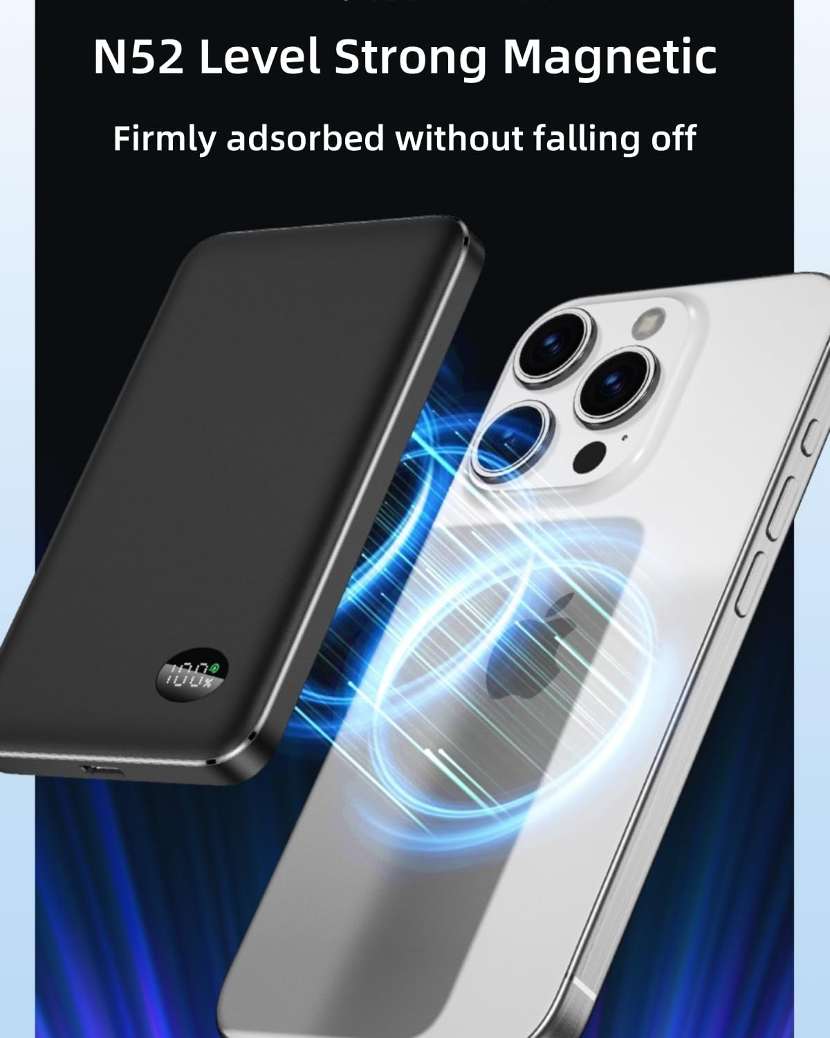 10000Mah Wireless Portable Charger, 3 in 1 Magnetic Power Bank 20W PD Fast Charging USB C Battery Pack with LED Display Compatible with Iphone 16/15/14/13/12, Watch Series, Airpods image number 6