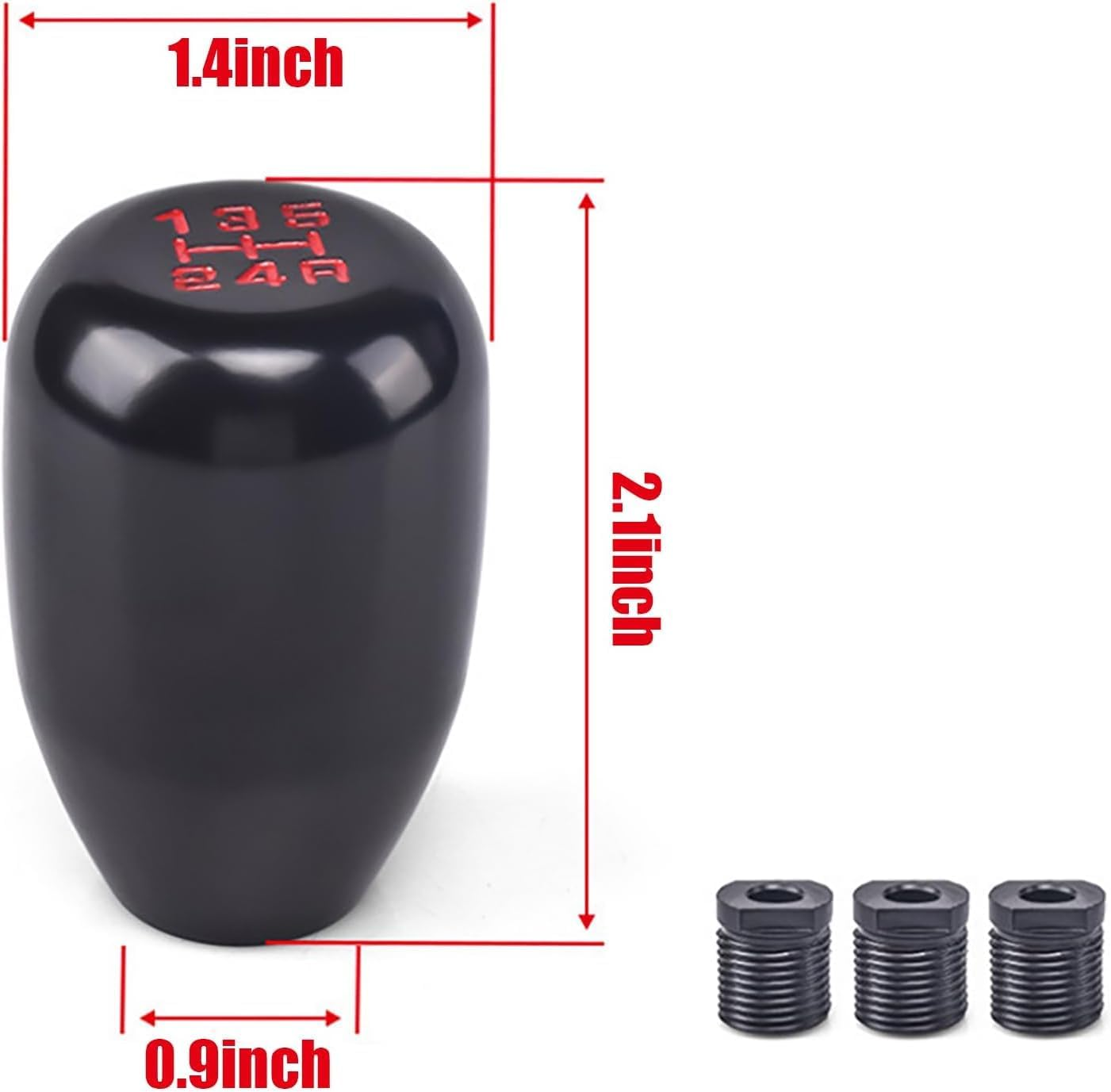 Car Manual Transmission Shift Knob, M12 X 1.25 Alloy Modified Wave Stick Shift Lever Head with 3 Adapter, Screw-In Shift Knob Replacement, Universal Car Interior Accessories (Black) image number 4