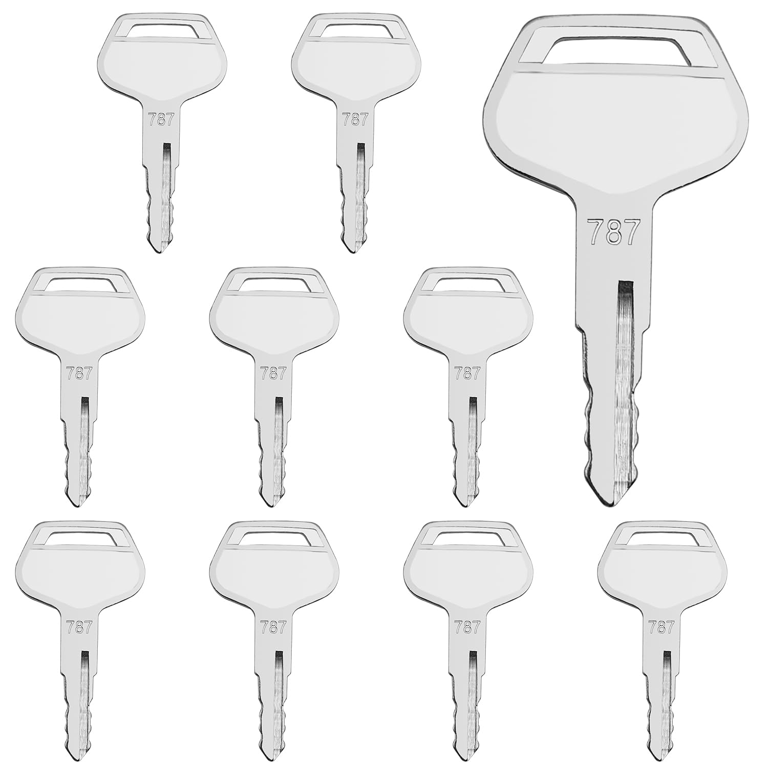 Heavy Equipment Ignition Key, 10 Pack 787 Ignition Keys Compatible with Komatsu, Replacement of OEM Part TR261434 Suitable for Excavators, Loaders, Dozers and Backhoes