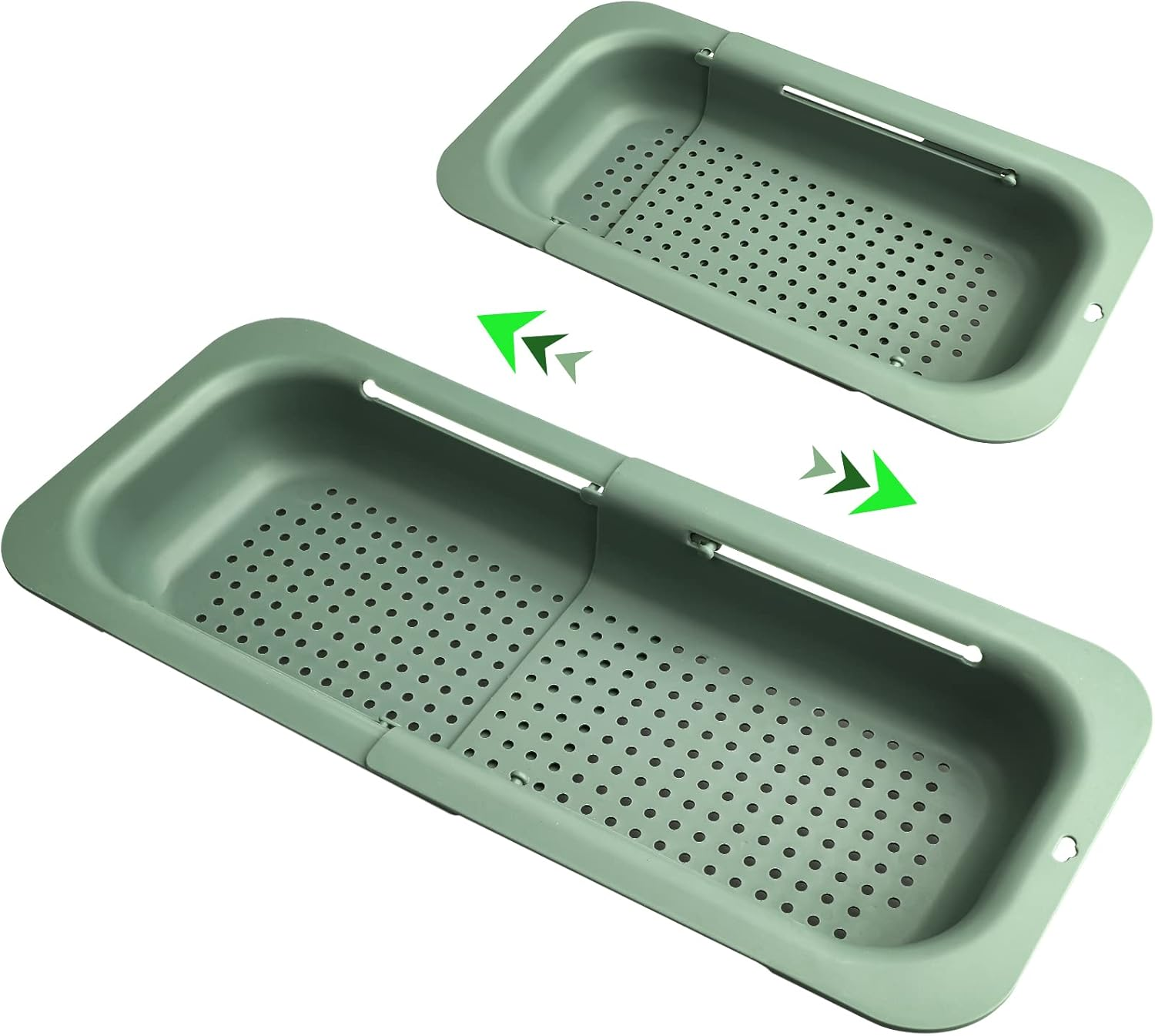 Extendable Colander Strainer over the Sink, Retractable Kitchen Sink Basket to Wash Vegetables and Fruits, Food Strainers to Drain Pasta and Dry Dishes, Plastic Colanders for Sink White Medium