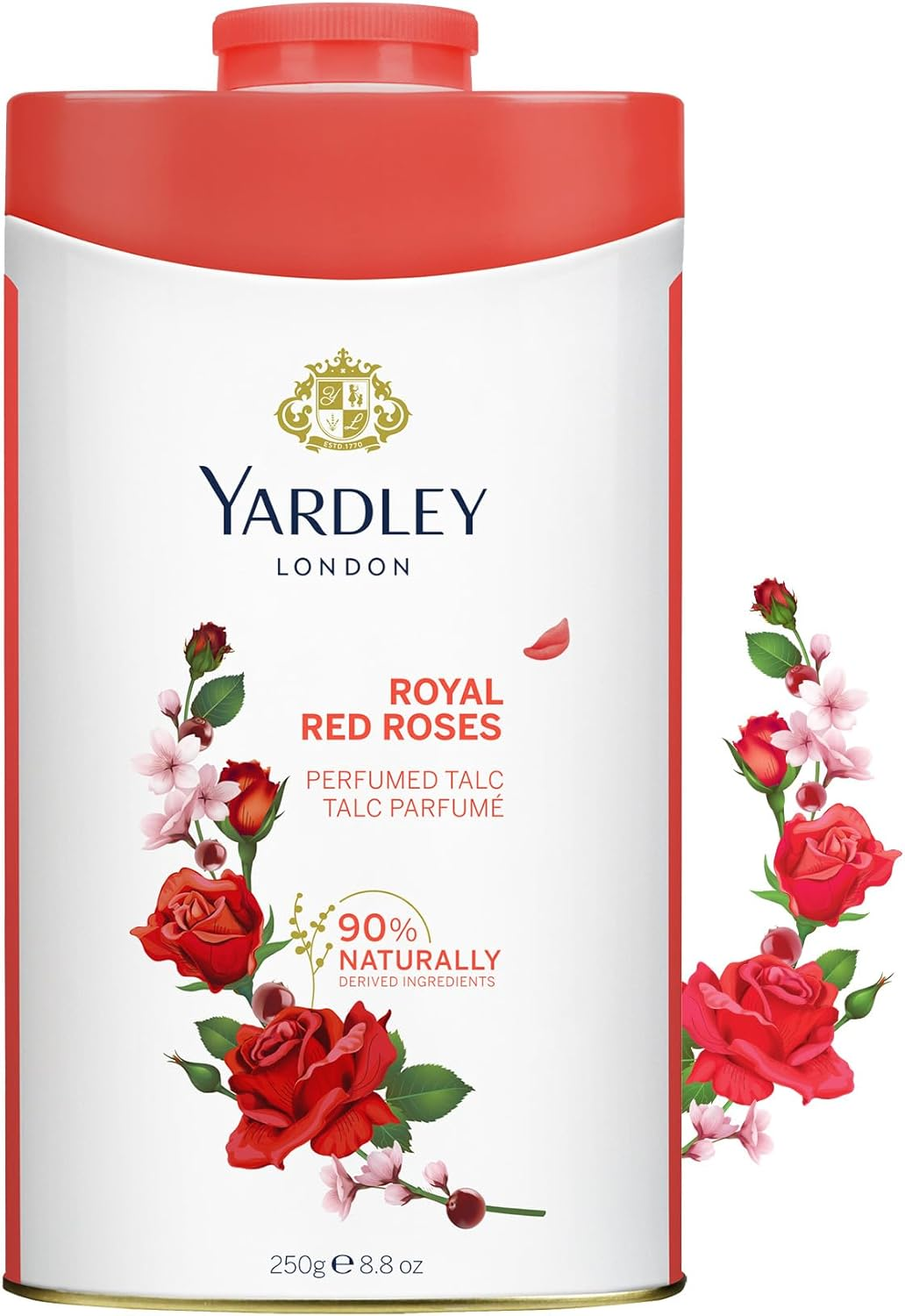 Yardley London Perfumed Talc, Red Roses, 8.8 Oz, 250 G image number 5
