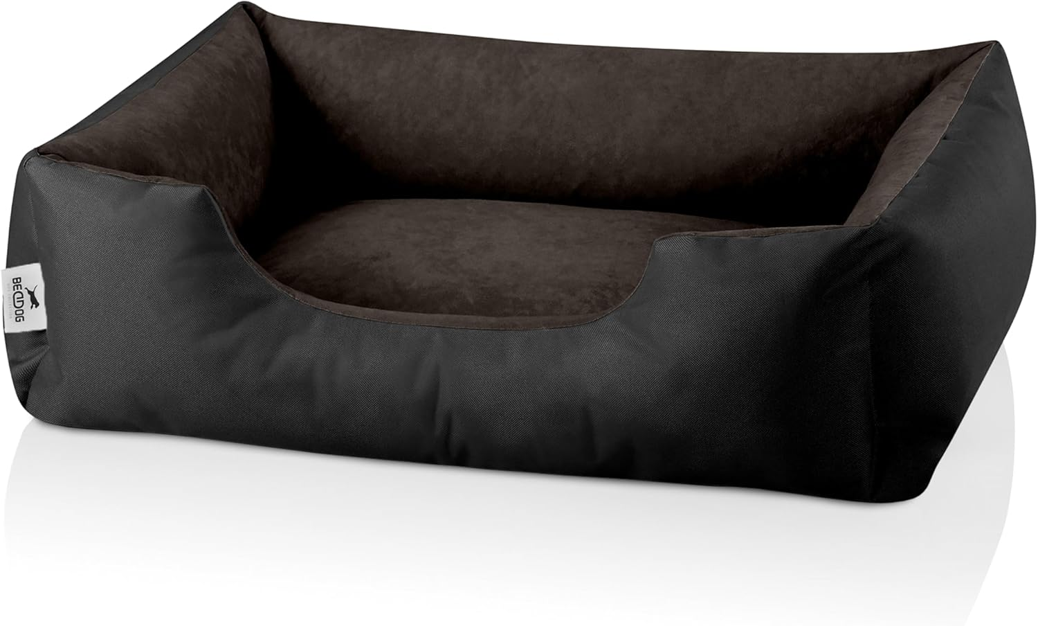 Beddog Lupi Dog Bed with Removable Washable Cover, Dog Basket, Dog Sofa for Medium Large Dogs, L, Black/Grey