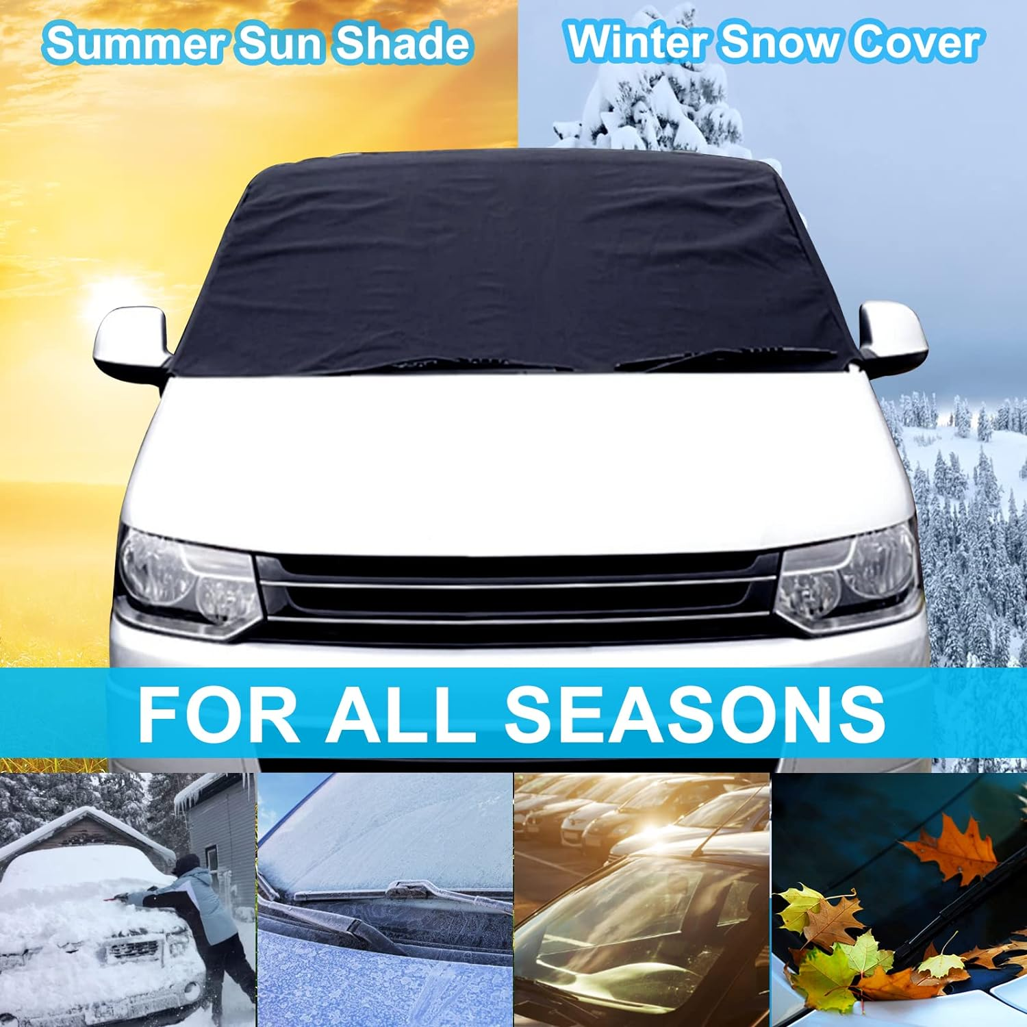 CICMOD Windscreen Cover for T5, 600D Oxford Fabric, anti Frost, Ice Dust Window Front Cover, Sun Protection for V-W Motorhome Vans image number 3