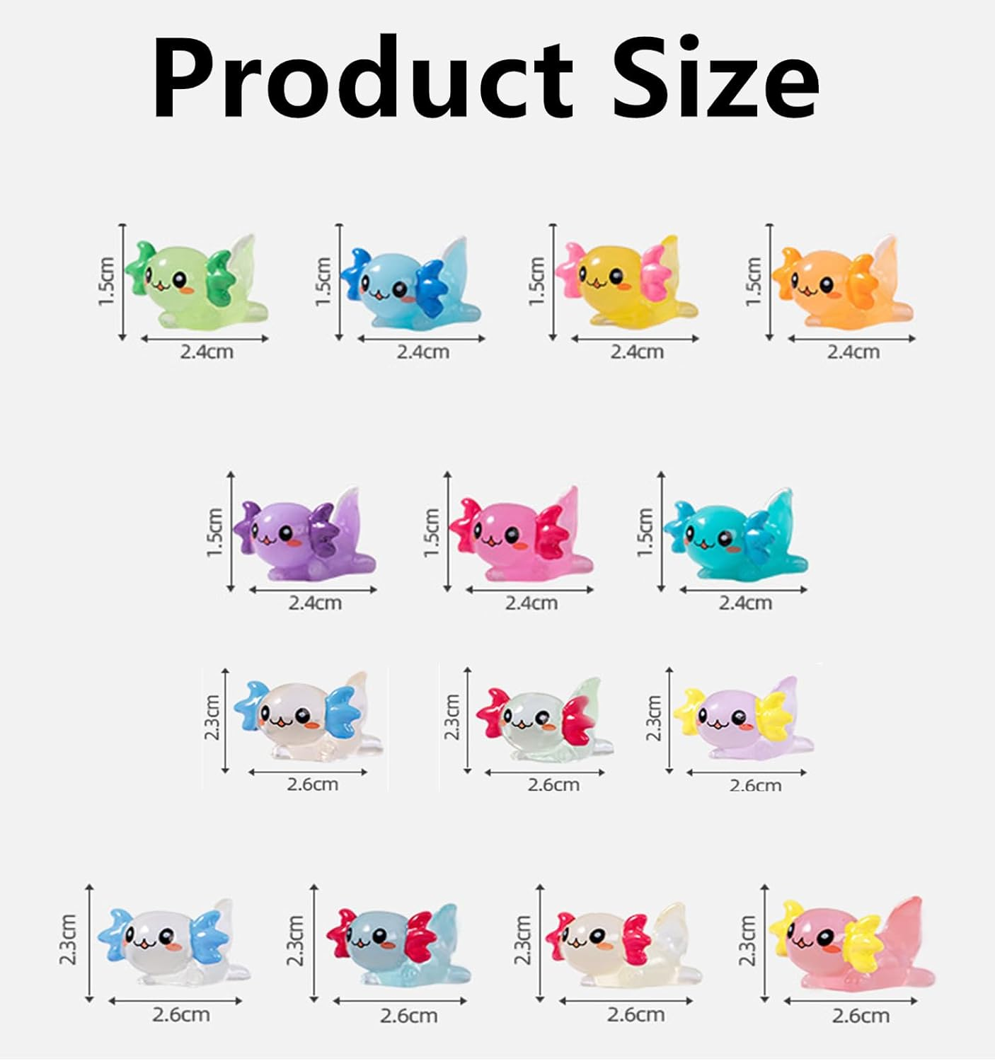 Mini Resin Axolotl Miniature Figurine, Glow in the Dark Tiny Animal Figurines Small Luminous Charm Ornament for DIY Craft Garden Landscape Ornament Potted Plants Decorations (Luminous-42Pcs) - Solid Color - 42Pcs image number 7