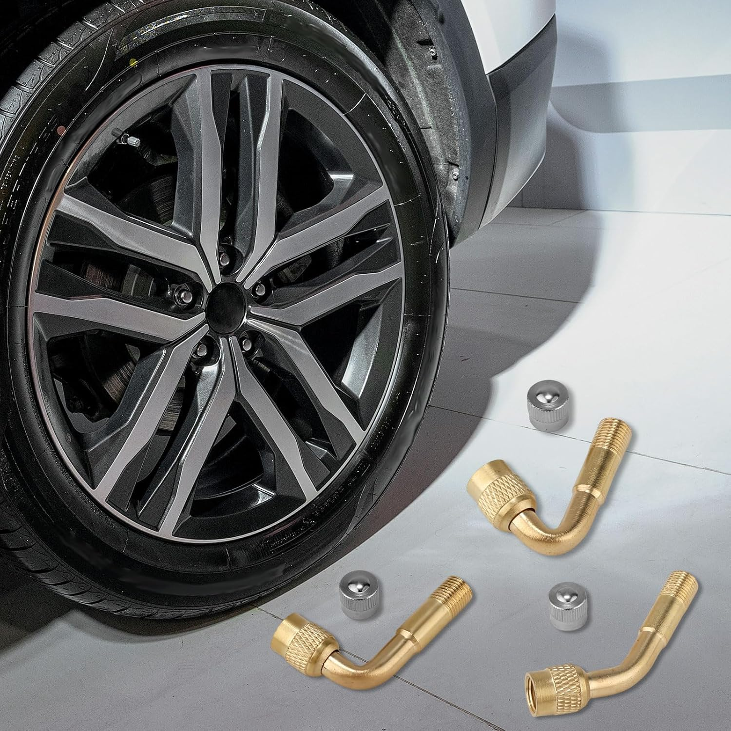 6Pcs Tire Valve Extensions, 45 90 135 Degree Valve Stem Adapter Tire Valve Extender Valve Stem Extenders Tyre Valve Extension Adaptor for Cars Bicycles Motorcycles Rvs image number 1