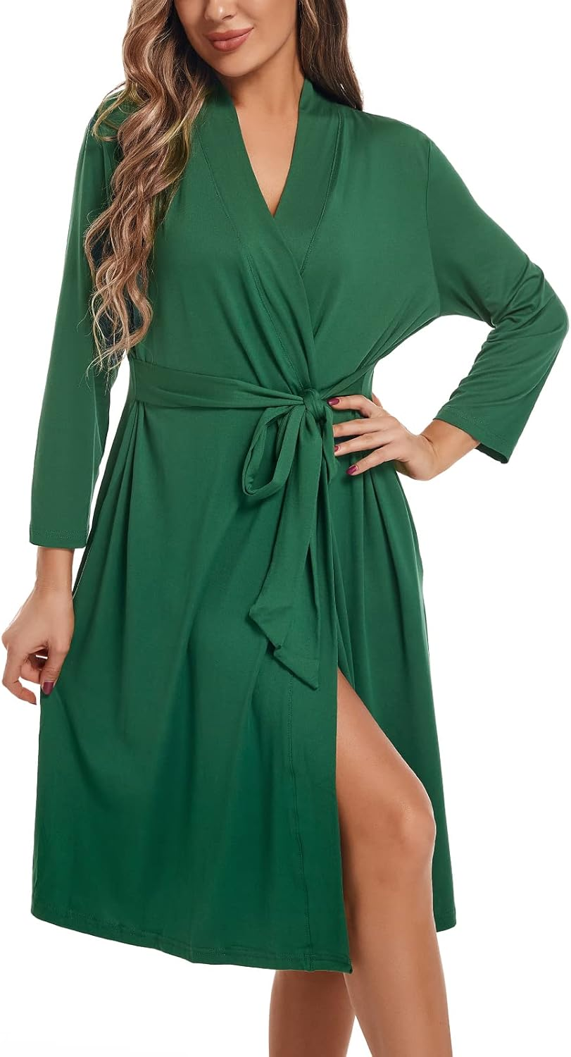 SUFEINI Maternity Robe with Matching Swaddle Blanket Set, Maternity Mommy Bathrobe Postpartum Robe Labor Gown image number 6