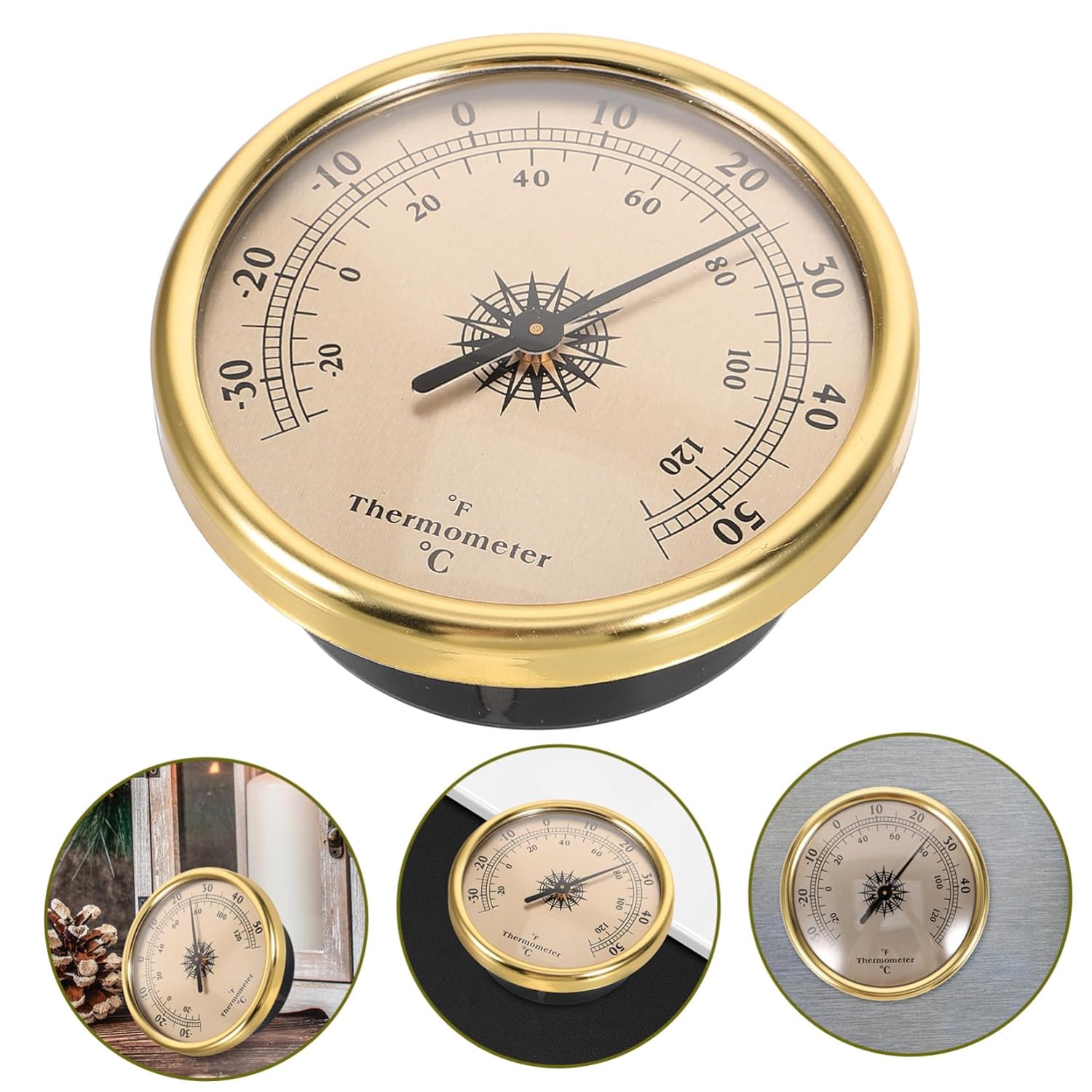 Metal Indoor Wall Thermometer round Temperature Gauge Accurate Temperature Monitor for Weather Station and Agricultural Use image number 1