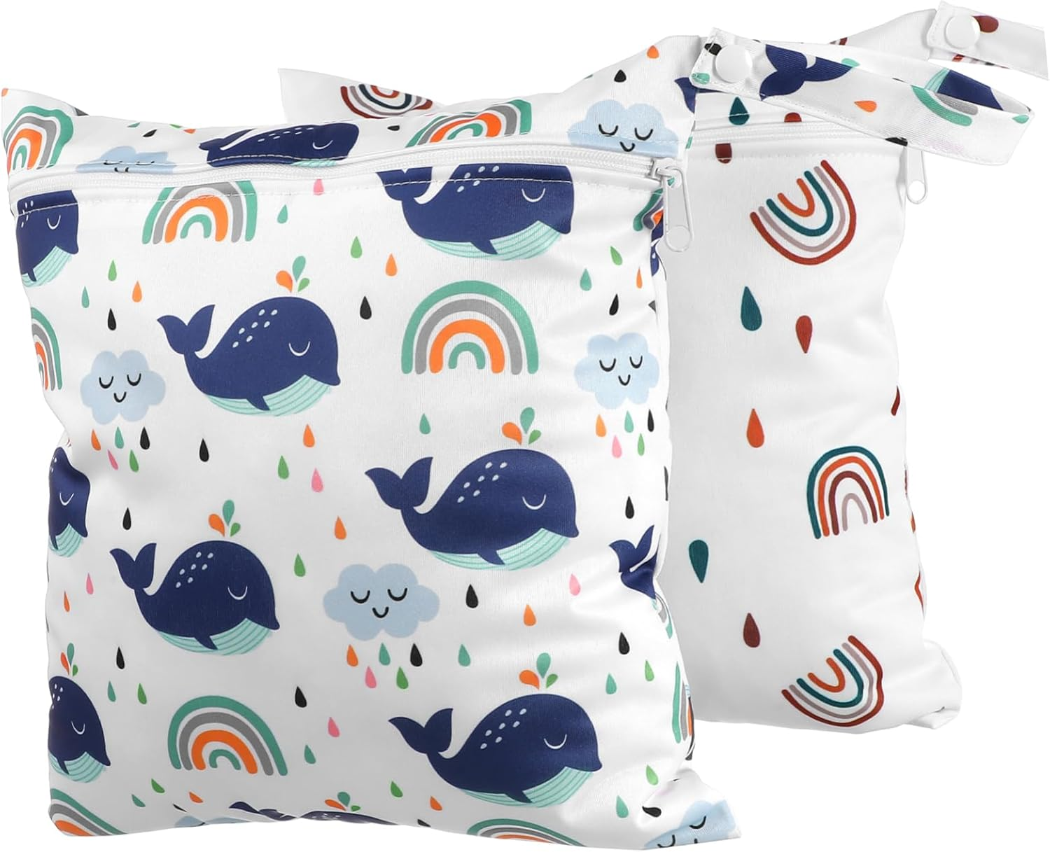 2Pcs Diapers Storage Bags Cartoon Designs Nappy Bag Organiser Pouches for Swimmers and Travelling