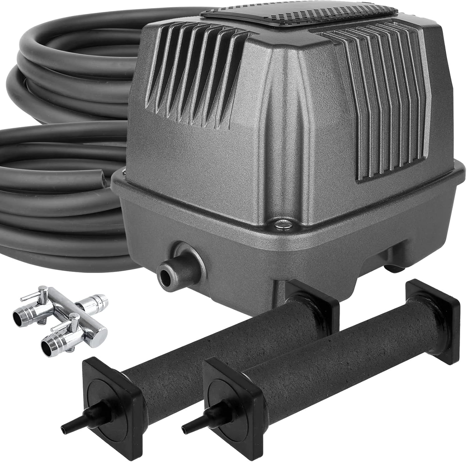 Aquamiracle Pond Aeration Kit - Koi Aerator Air Pump for up to 15000 Gallons, Deicer All-In-One System with Self-Sinking Airline, Flow Control, Rubber Air Diffuser image number 4