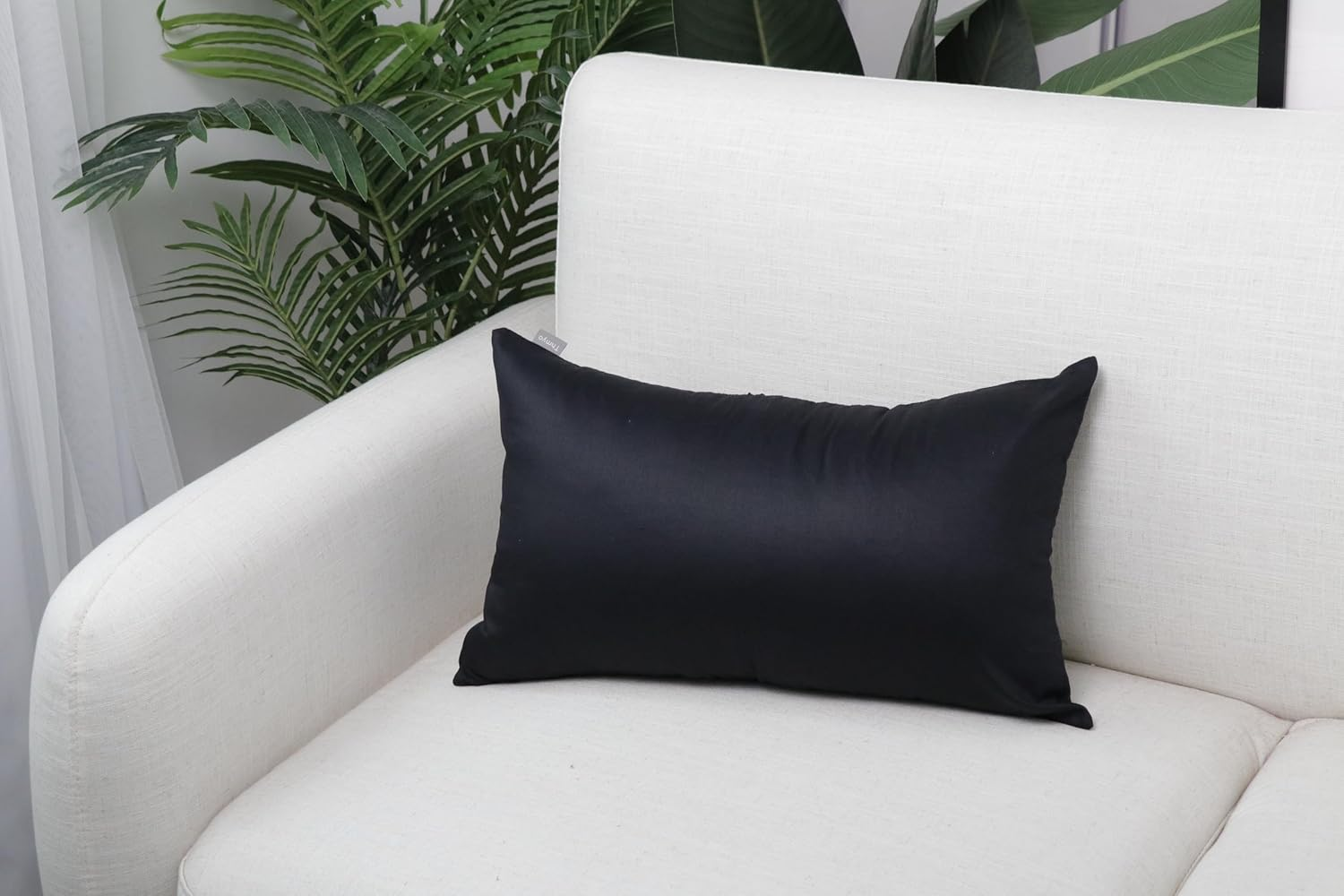 4-Pack Cotton Comfortable Solid Decorative Throw Pillow Case Rectangle Cushion Cover Pillowcase for Lumbar (Cover Only,No Insert) (12X20Inch/30X50Cm, Black) image number 4