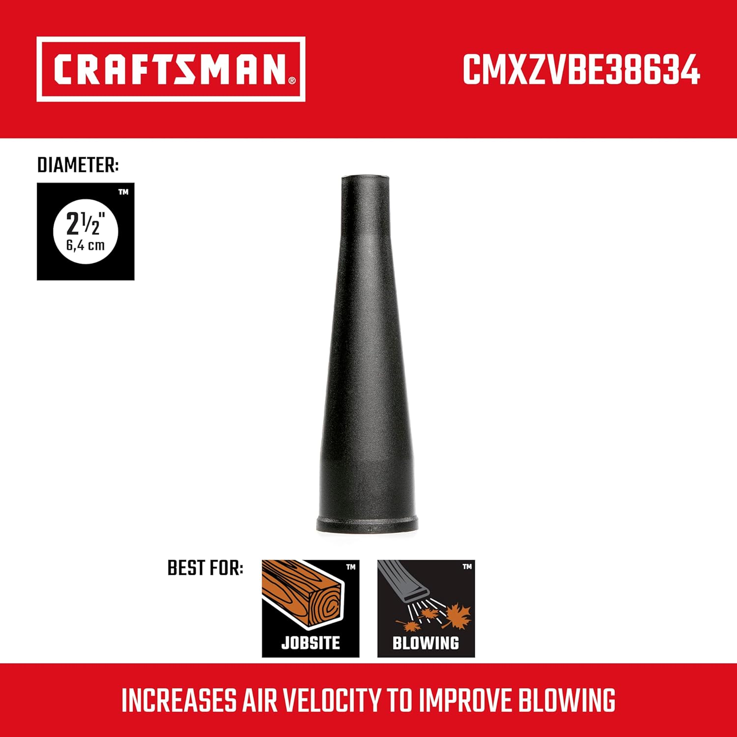CRAFTSMAN CMXZVBE38634 2-1/2 In. Blower Nozzle Wet/Dry Vacuum Attachment for Shop Vacuums image number 6