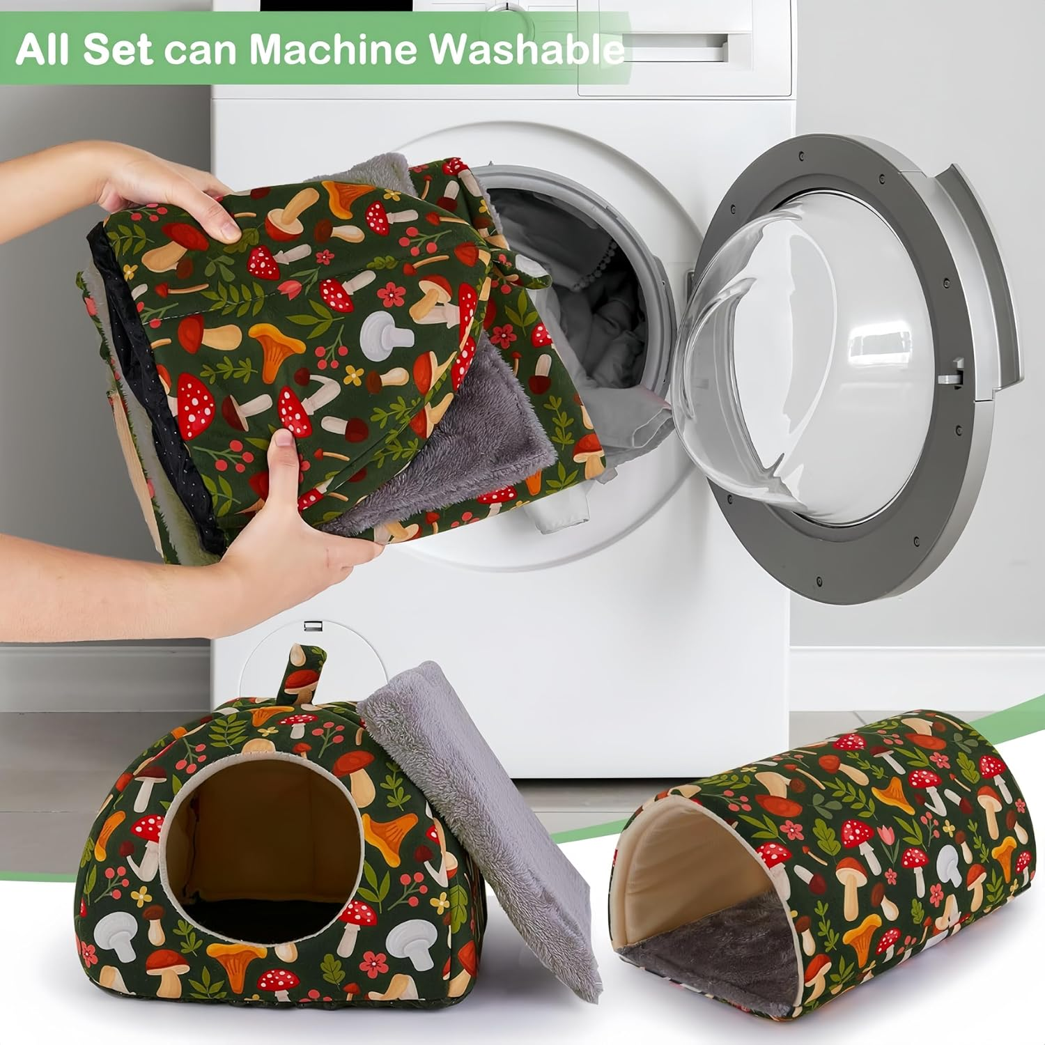 Guinea Pig House & Tunnel Set, Cuddly House, Toy and Accessories for Rabbits, Guinea Pigs, Ferrets, Hamsters and Other Small Animals