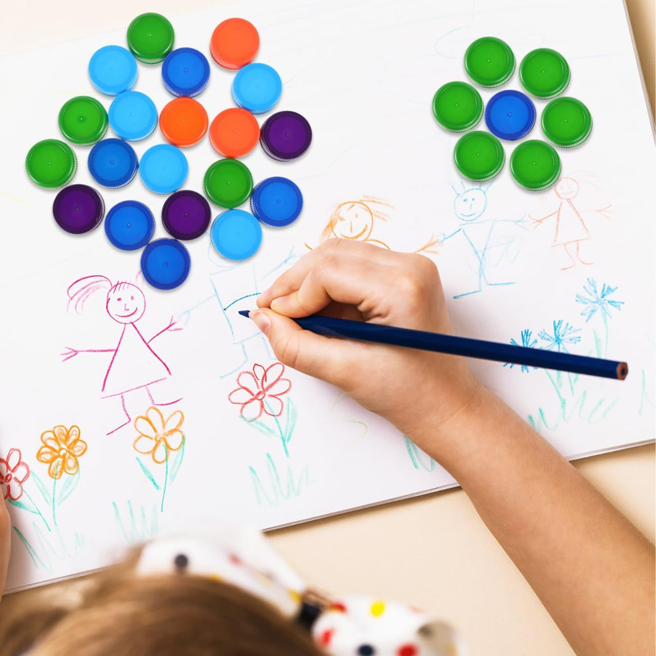 Sewroro 50Pcs Plastic Bottle Caps, Mixed Color Bottle Caps Plastic Colorful Bottle Lids Caps for DIY Craft image number 6