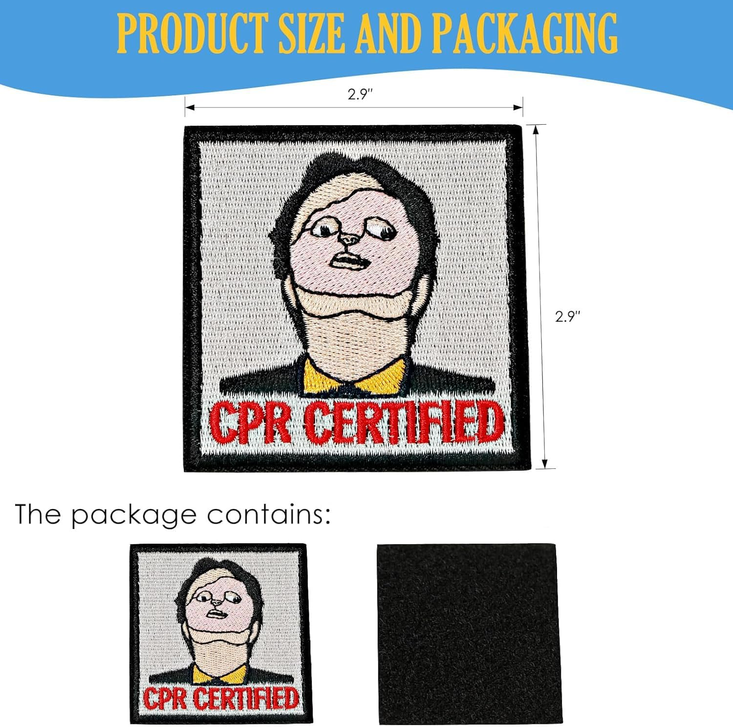 CPR Certified Patch, 1 Pc Embroidered Morale Patch with Hook Fastener Backing, Funny Meme Patches for Backpacks, Vests, Jackets, Jeans, Hats image number 5