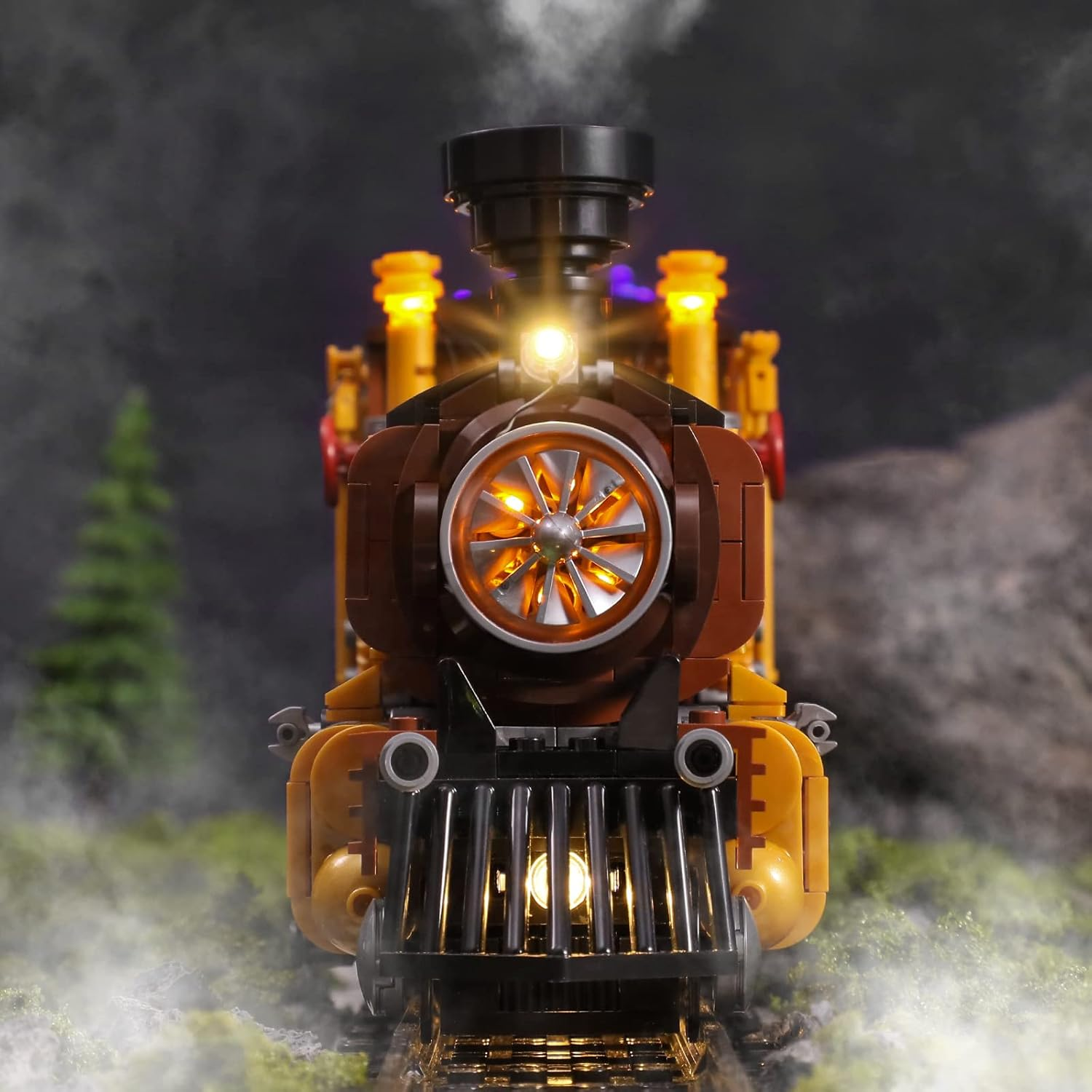 Funwhole Train Lighting Building Bricks Set - Steampunk Ore Train LED Light Building Set 1056 Pieces for Adults and Teens image number 1