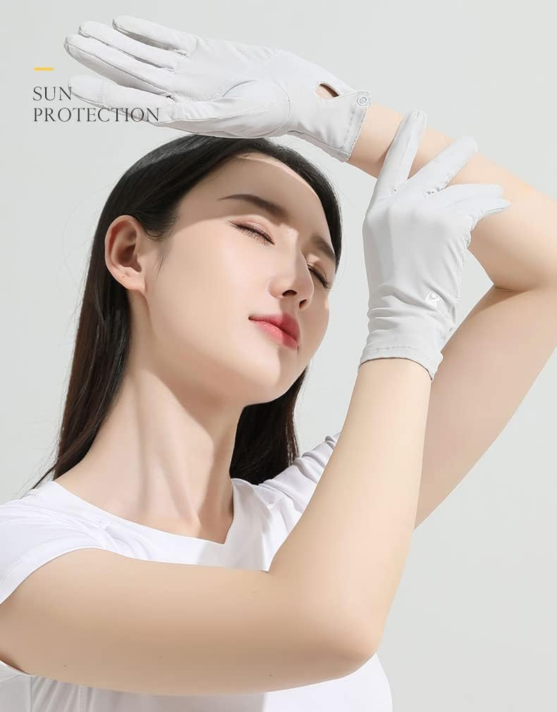 FGSS Summer Sunblock Gloves UV Protection Non-Slip Touchscreen Driving Gloves for Women Cyling Riding Outdoor - Pink+Grey image number 2