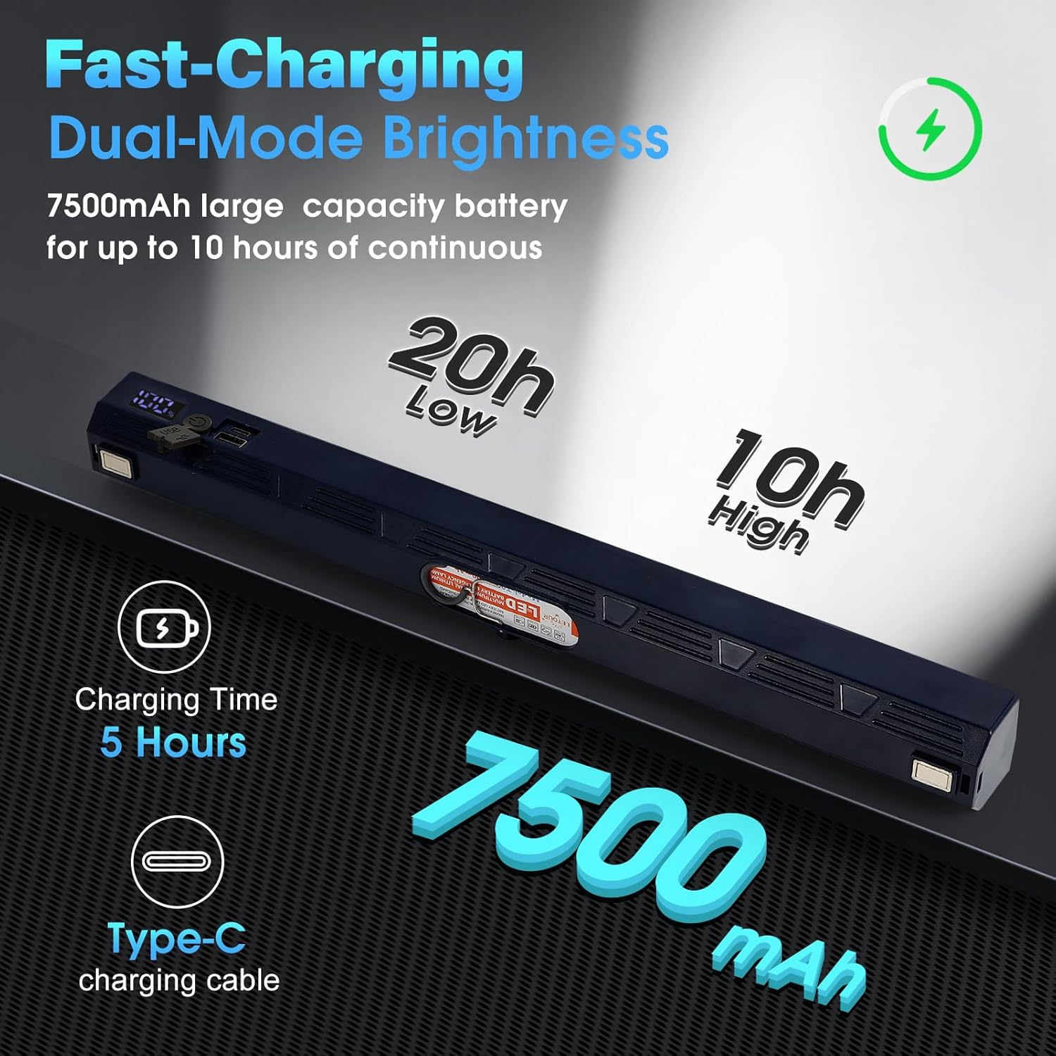 LETOUR Workshop Lamp, Work Light, LED Battery, 216 Leds, Work Light, Workshop Lamp with 7500 Mah LED Workshop Lamp, Work Lamp, LED Workshop Magnet for Emergency Light, Power Failure, Workshop Lighting image number 3