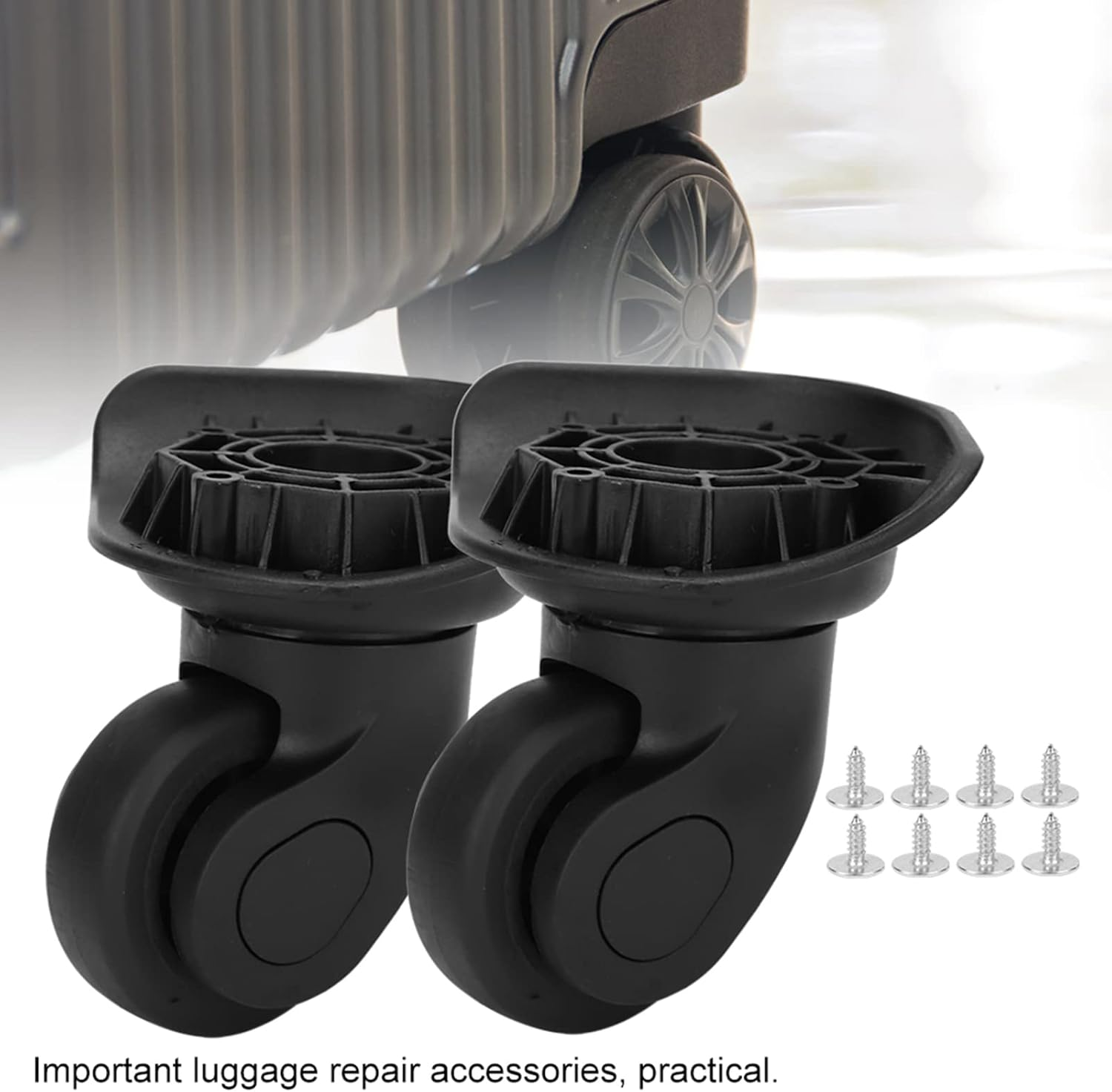 Locadence Suitcase Replacement Wheel, PP PET Black Single Row Wheels Mute High Pressure Resistance Universal Wheel for Luggage Cases Accessory image number 3