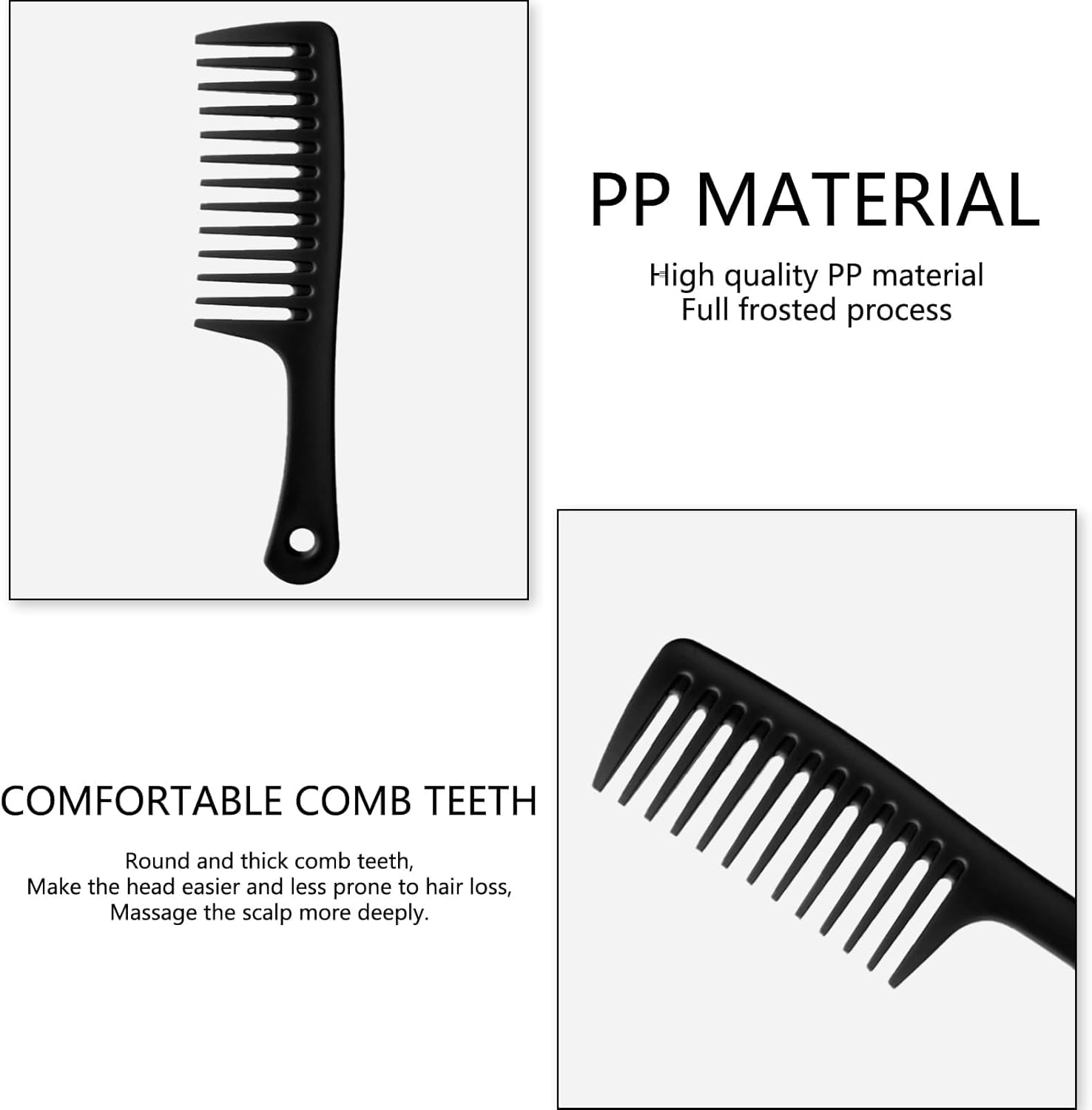 Yxvyxymyxxg Wide Tooth Detangling Comb 3-Pack Durable Styling Brush for Curly Long and Wet Hair Types Professional Hair Care Tool with Ergonomic Handle Design image number 3