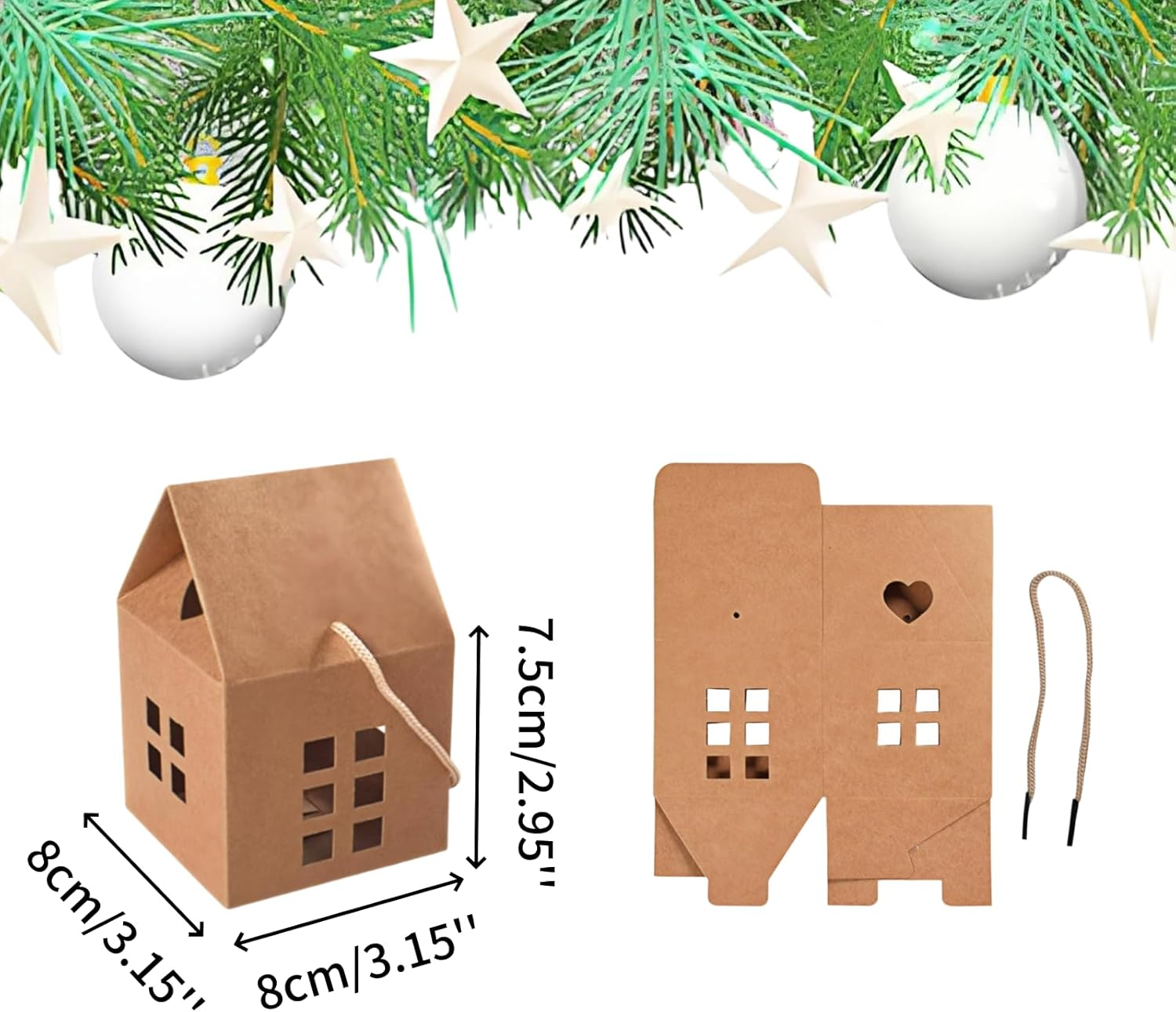 HAN SHENG 30 Pcs House Shaped Candy Boxes Kraft Paper Gift Boxes Wedding Favor Boxes Candy Storage Boxes Packing Boxes Decoration for Wedding Christmas Birthday Party Ornament Container