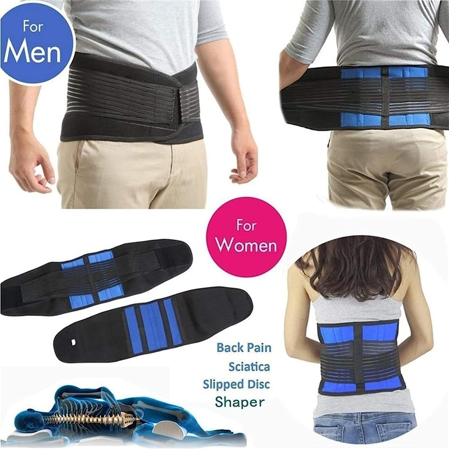 S-6XL Large Size Back Lumbar Support Belt for Men and Women Adjustable Posture Corrector for Back Abdominoplasty Sports Fitness Waist Trainer,3Xl image number 6