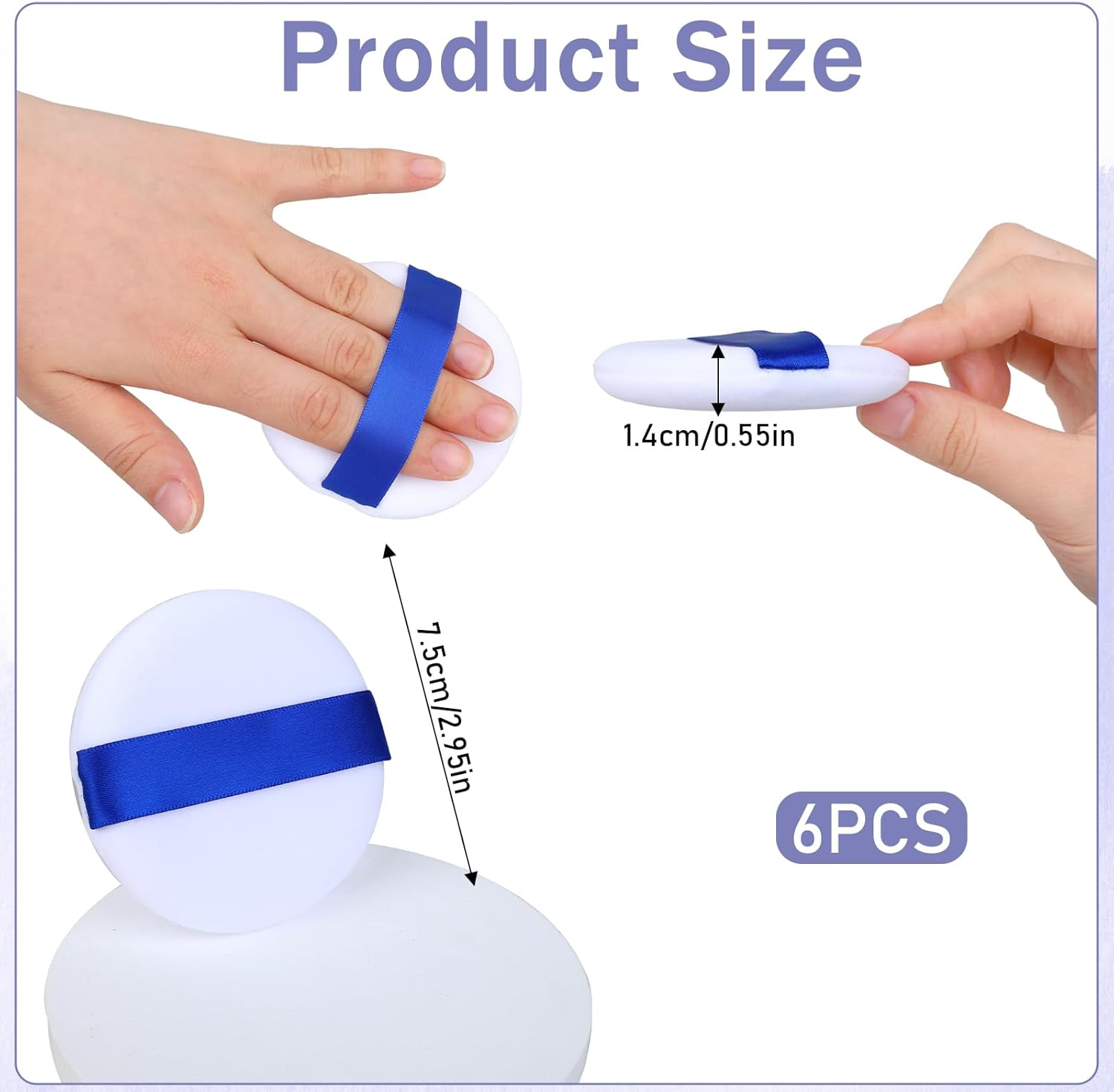 6Pcs Powder Puff - 3 Inch Soft Powder Makeup Puffs Pads Ultra Soft Washable Velour Makeup Powder Puffs for Face Powder Setting Powder Loose Powder image number 3