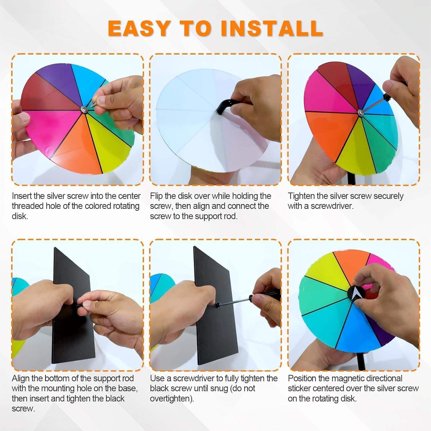 Prize Wheel 8 INCH Tabletop Roulette Wheel of Fortune Spin with Dry Erase Marker for Engaging Home Parties, Trade Show, Carnival Events,Party Birthday Wedding Housewarming image number 1