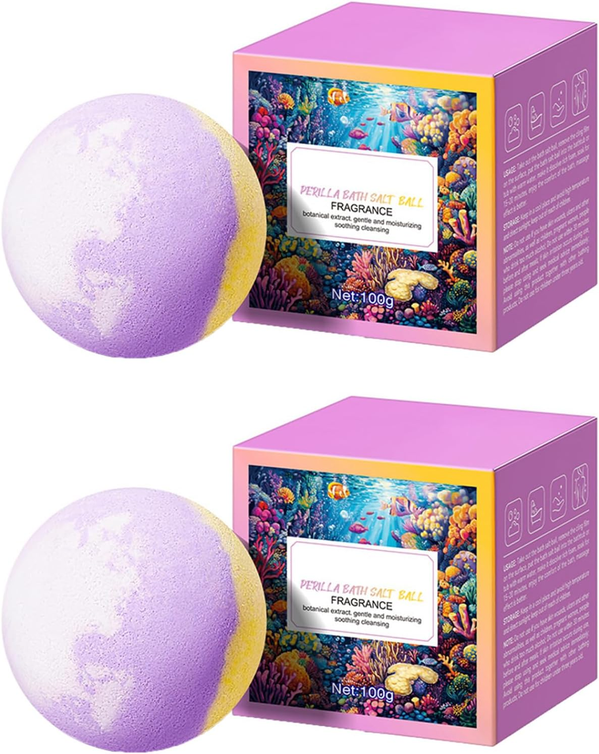Jugaoge 2-Pack Bath Fizzies with Fruit Essence, Moisturizing Bath Bombs for Soft Skin Lavender One Size - Lavender image number 2