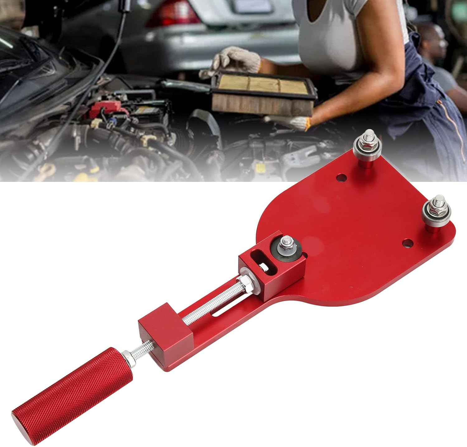 Oil Filter Cutter Tool, Zinc Alloy Universal 77750 Oil Filter Cutter Replace for Filter Cutting Range 2-3/8In to 5In, High Efficiency Oil Filter Crusher with anti Slip Handle (Red) image number 4