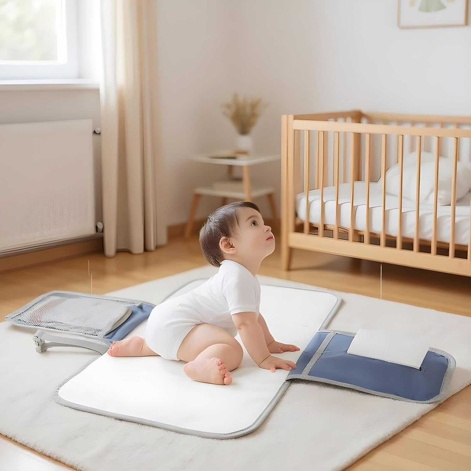 Baby Diaper Changing Pad | Diaper Mat Changing Pad for Babies | Quick-Drying Travel Supplies for Mom Parents Postpartum Girl Boy Airplane Daycare Camping Nursery Hospital image number 6