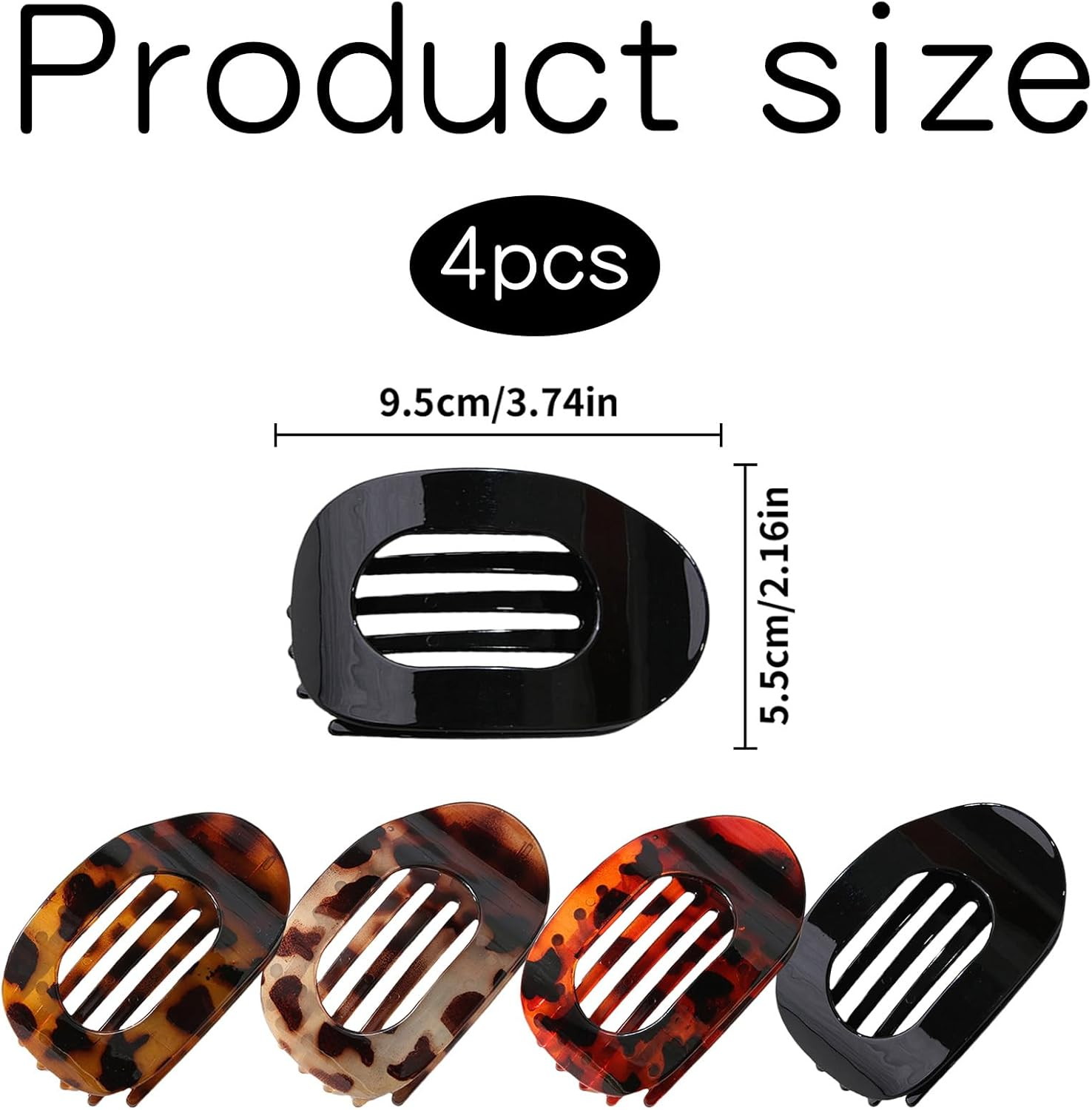 Pack of 4 Hair Clips for Women, Flat Hair Clips for Dunn Hair, Strong Hold Side Hair Clips (Black)