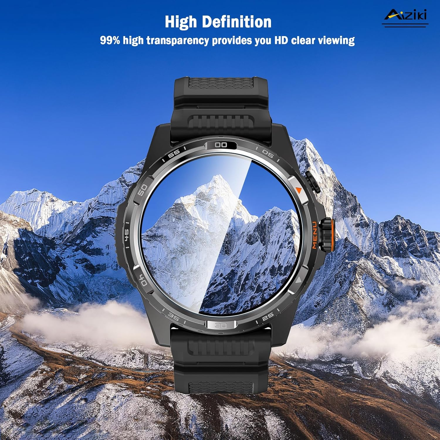 Aiziki Glass Screen Protector for Ticwatch Atlas/Ticwatch Pro 5 Enduro/Ticwatch Pro 5/ Ticwatch Pro 3/ Ticwatch Pro 3 Ultra, Anti-Scratch, Bubble Free, [4 Pack] Screen Protectors Ticwatch Atlas image number 2