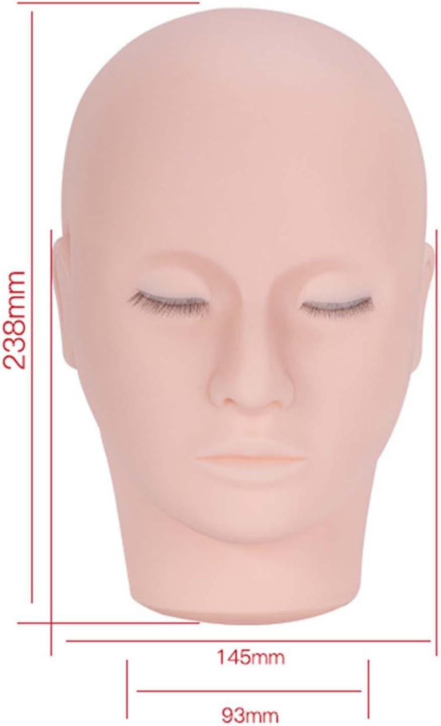 Eyelash Mannequin Head Cosmetology Doll Face Head with Eye Lashes, Durable Easy to Clean, Rubber Practice Head for Home Use Salon Stylist